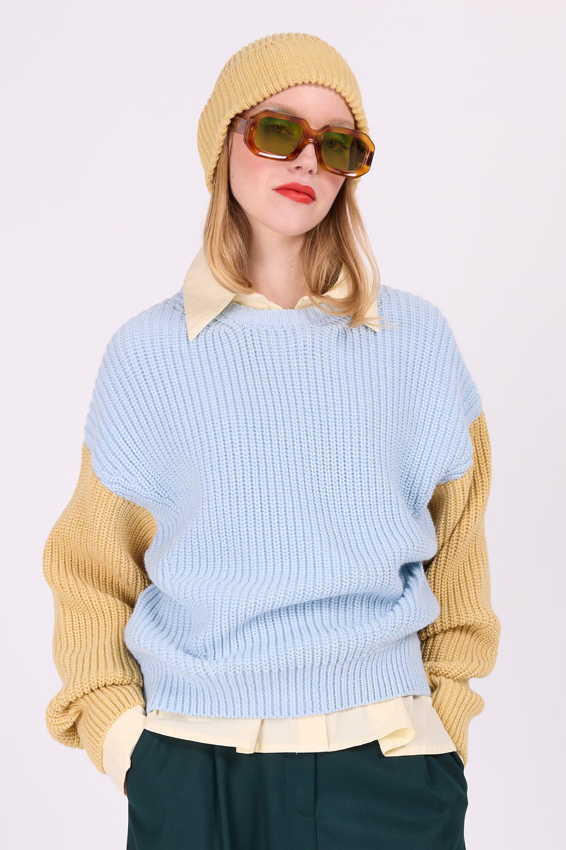 Washington sky blue-banana knitted sweater