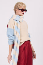 Wales sky blue-cream striped scarf