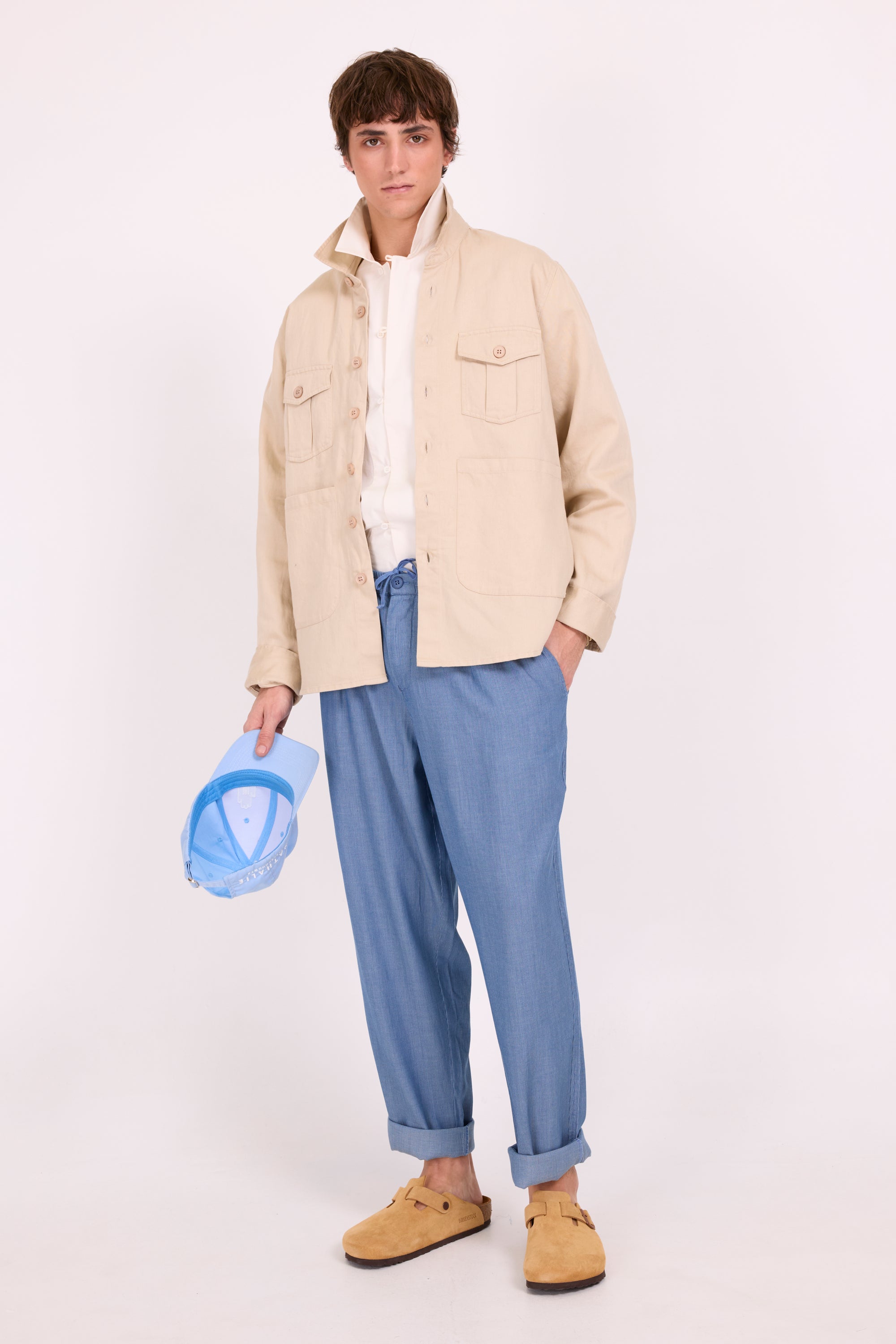 Dan lichtgestreepte barrel broek