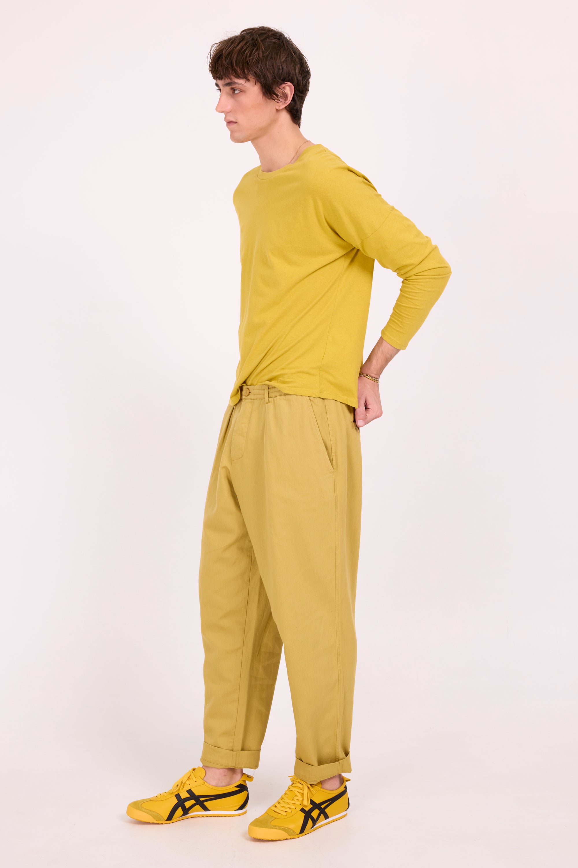 Dan olijfkleurige barrel broek