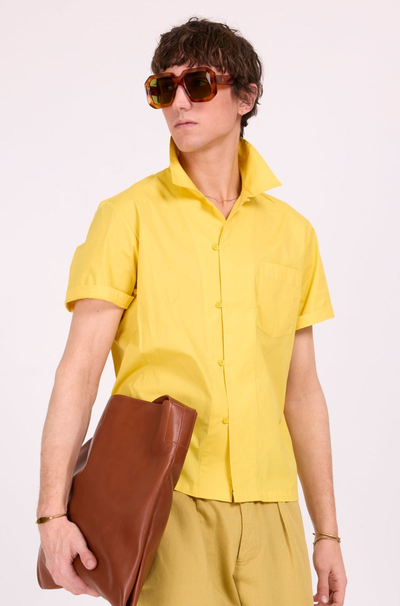 Domenico geel hemd met korte mouwen