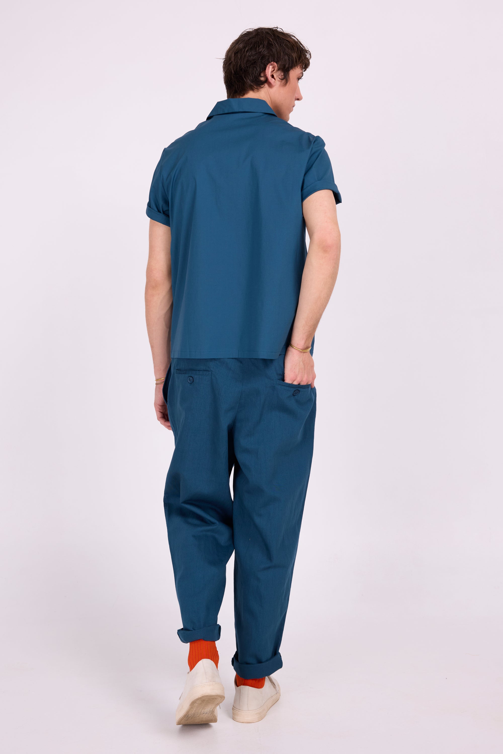 Domenico Petrol Hemd mit kurzen Ärmeln