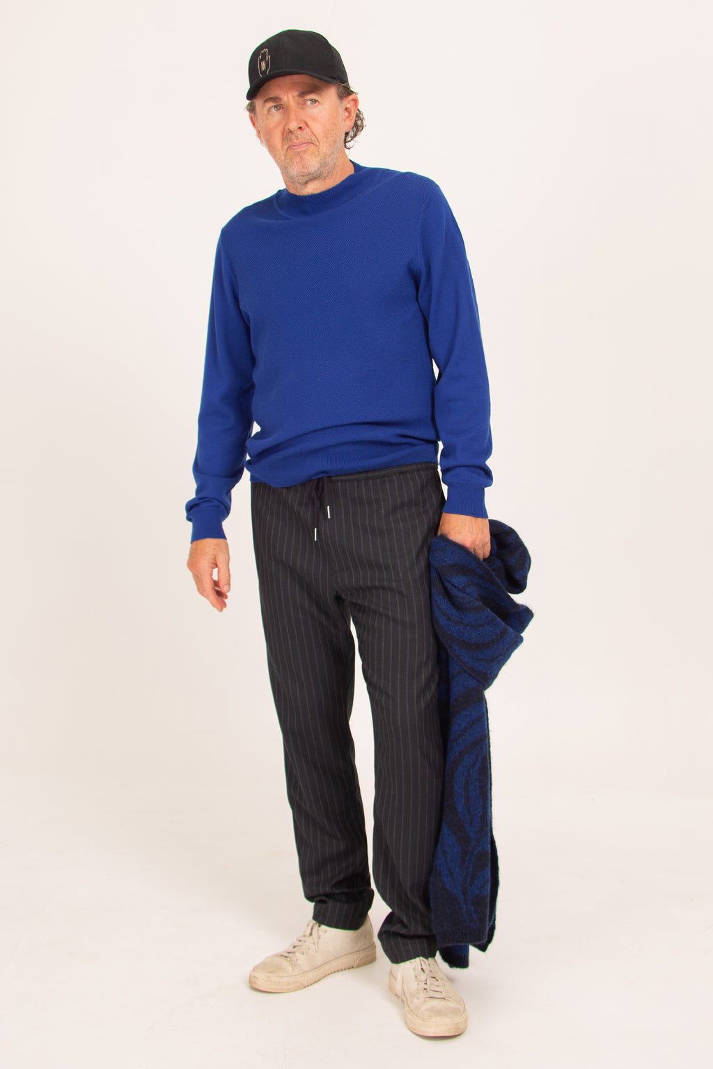 Midnight blue pinstripe trousers