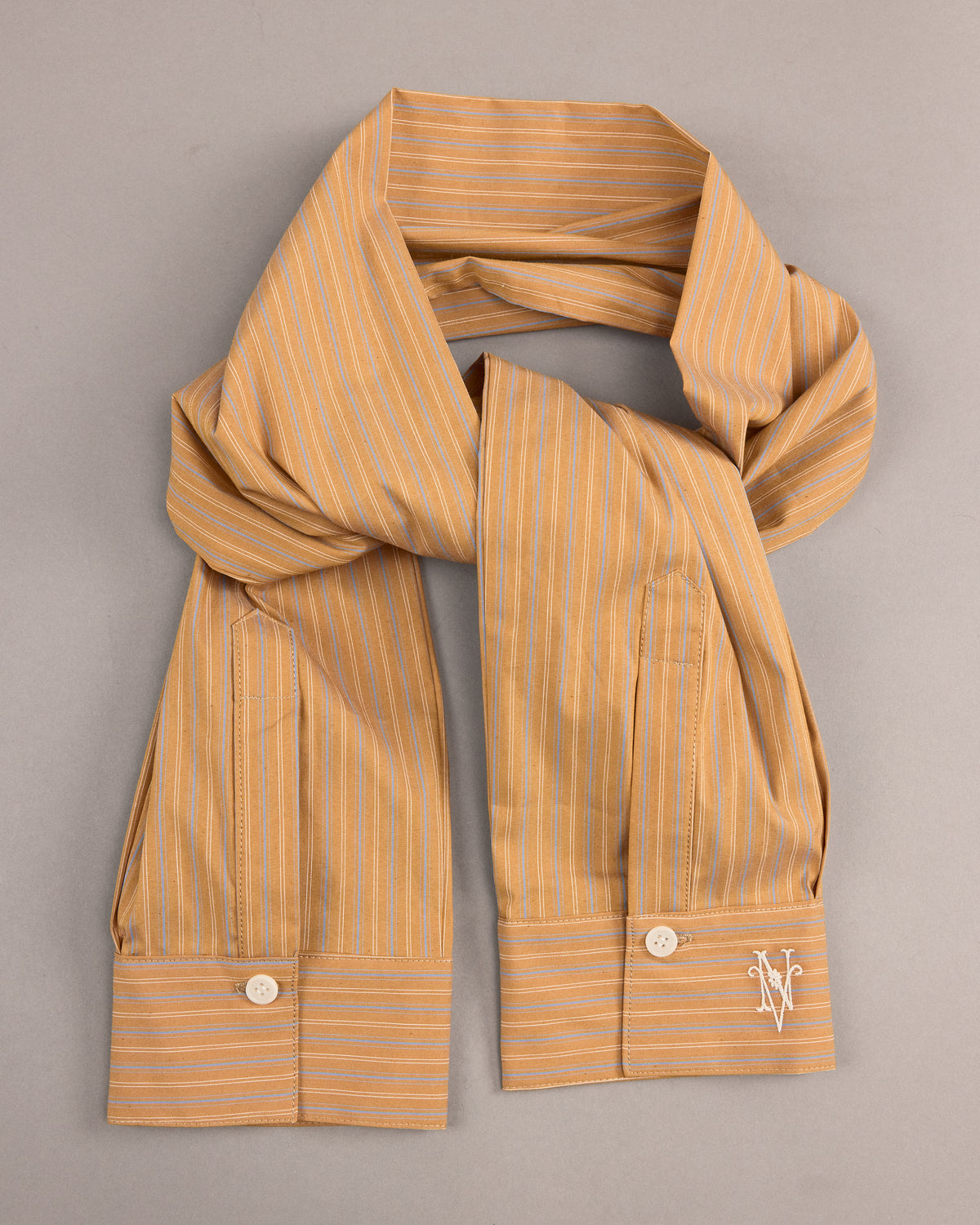 Ganna scarf in mustard gold / blue stripes
