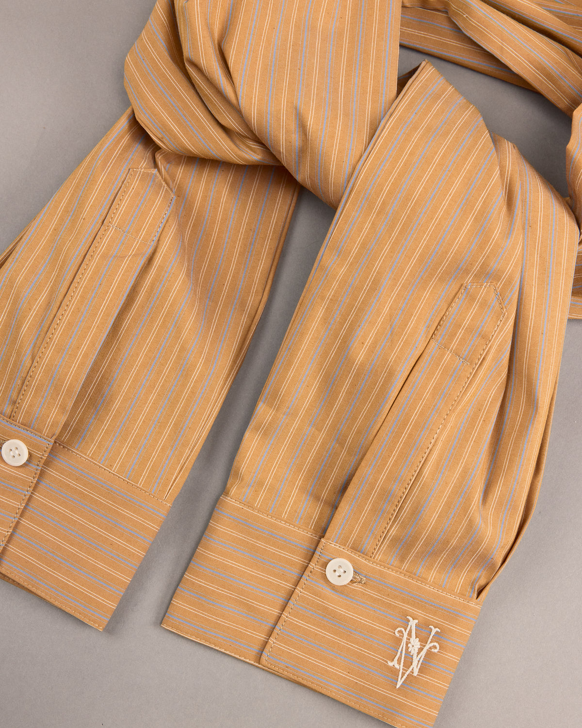 Ganna scarf in mustard gold / blue stripes