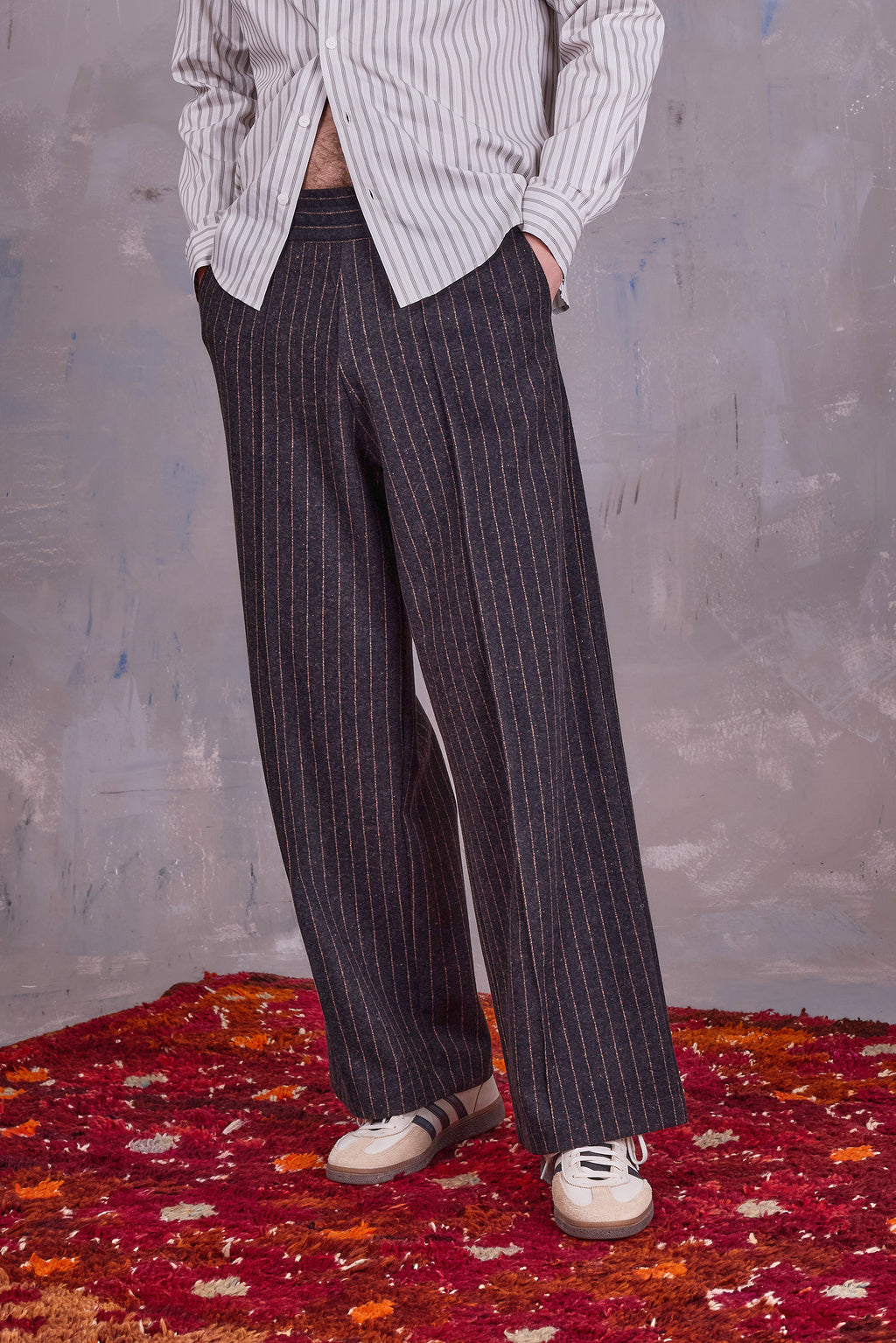 Egon brown pinstripe trousers