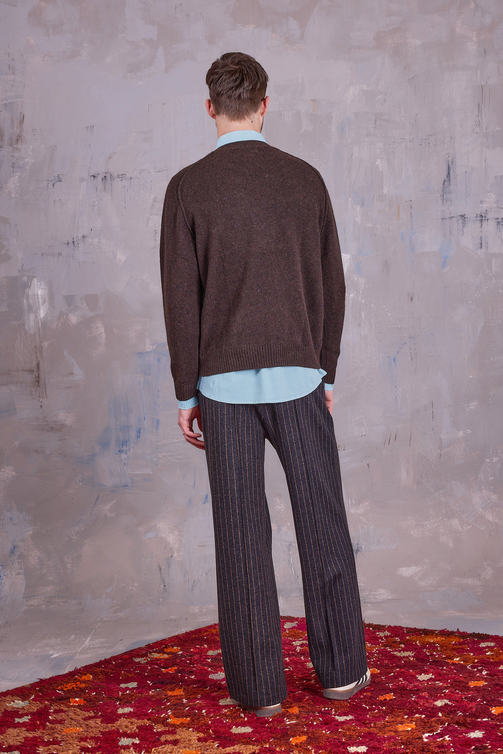 Egon brown pinstripe trousers