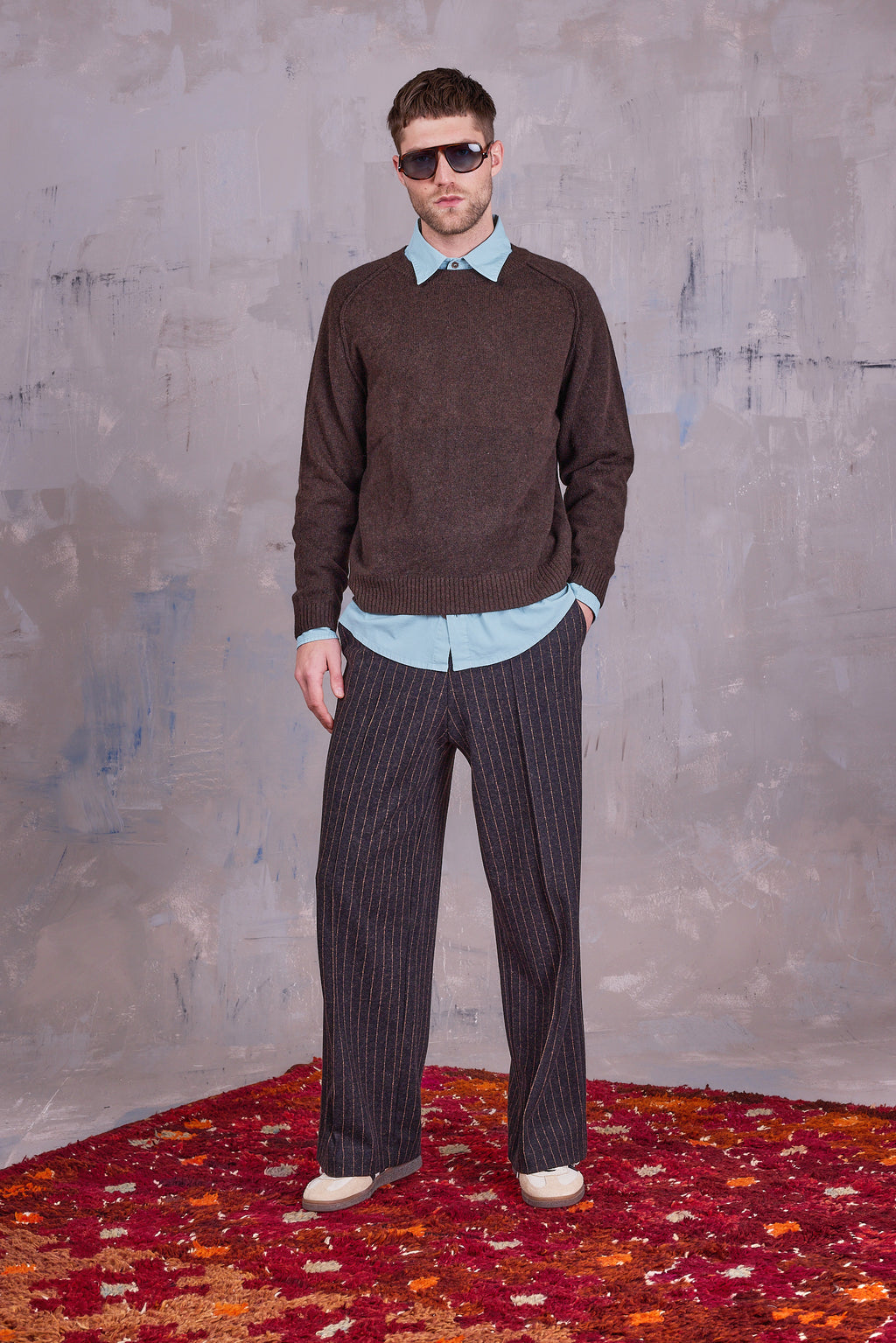 Egon brown pinstripe trousers