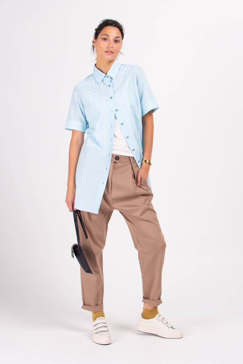 Dax sky blue long shirt in french cotton