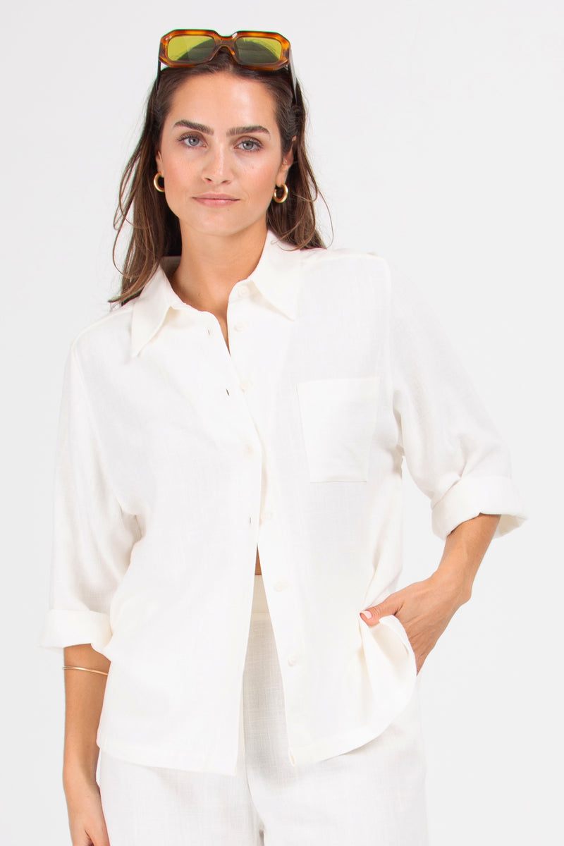 Brandy white linen shirt