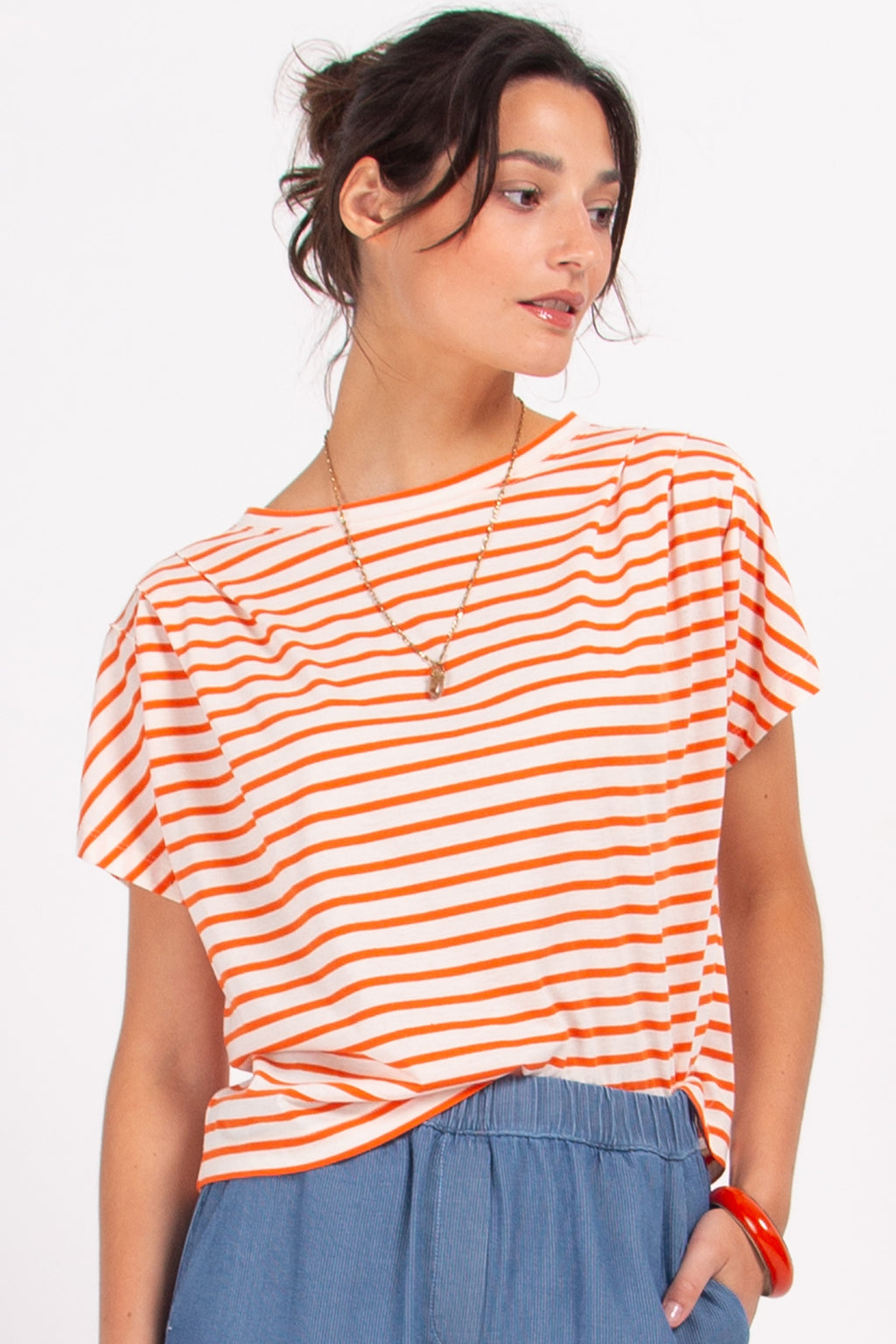 Zeline oranje gestreept T-shirt