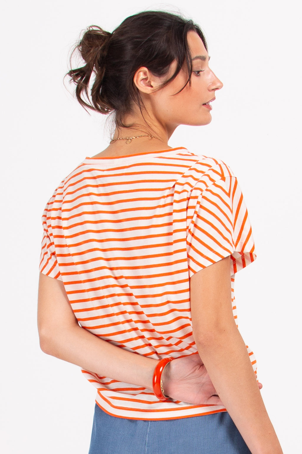 Zeline oranje gestreept T-shirt