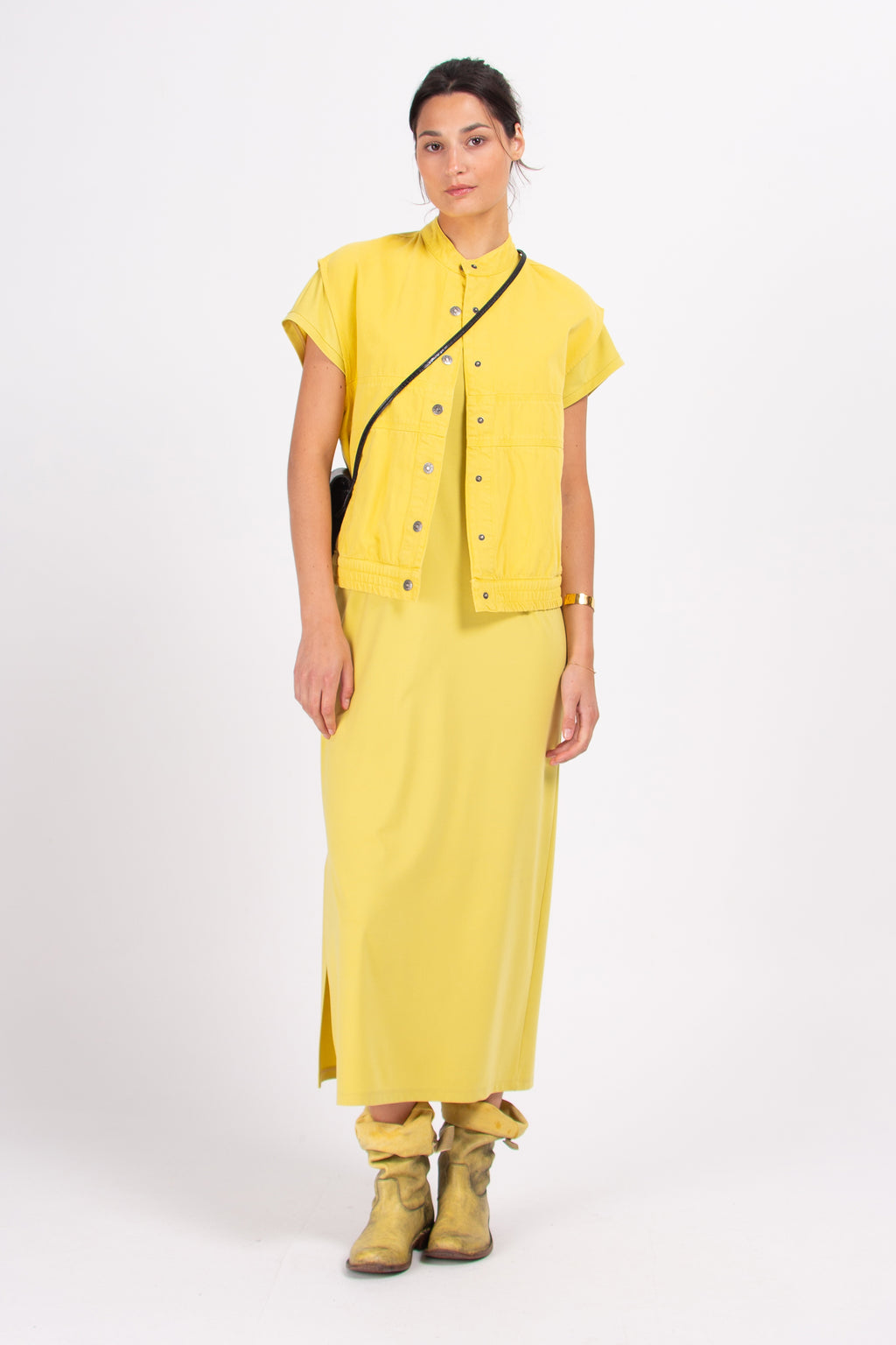 Denise lemon long jersey dress