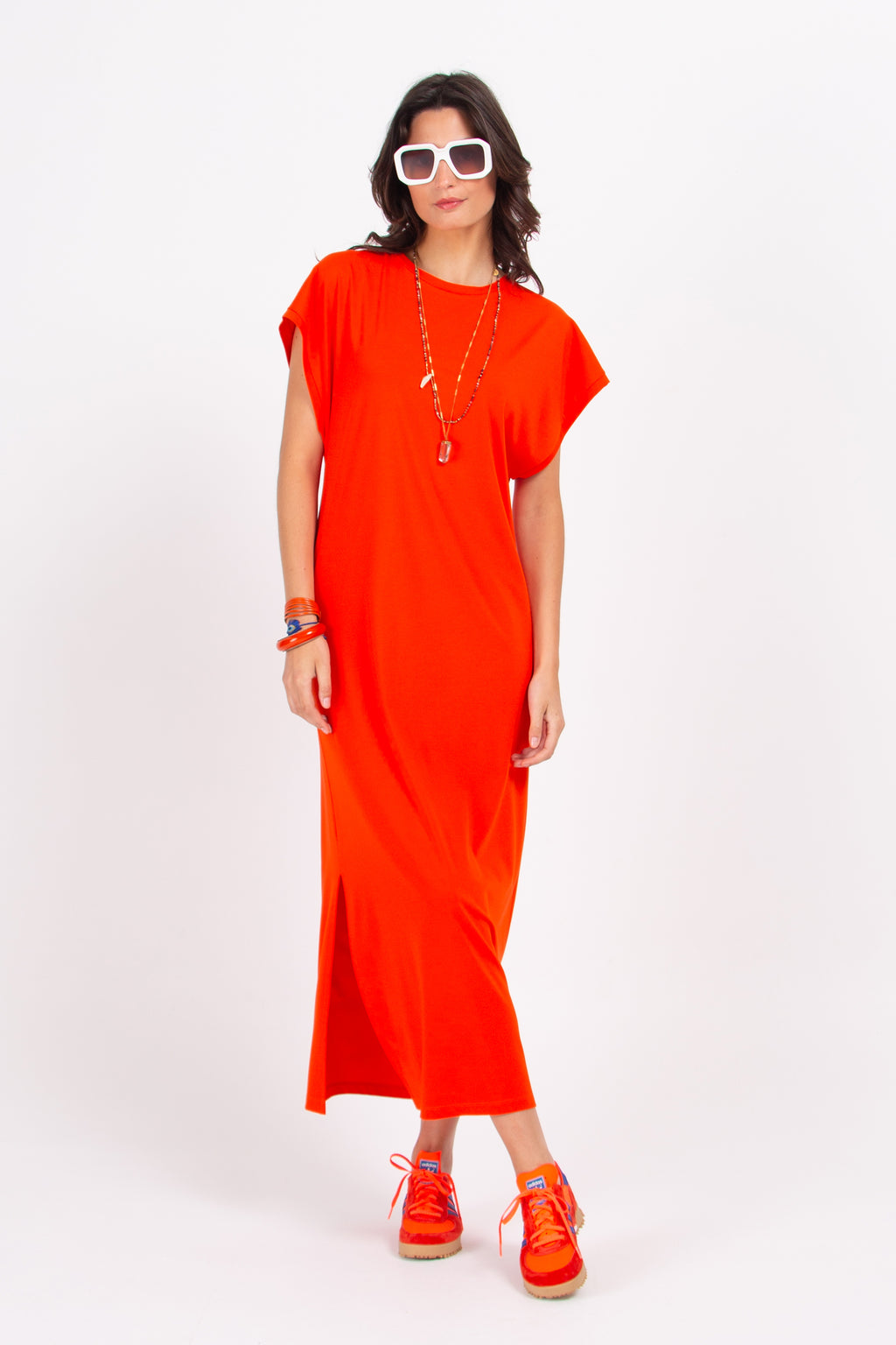 Denise spicy orange long jersey dress