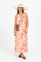Dina dress with orange medusa swirls