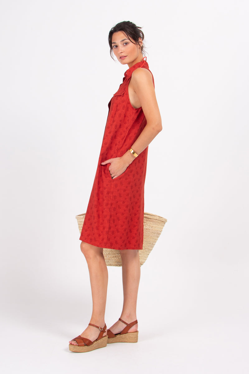 Dagmar dress in red woven berries