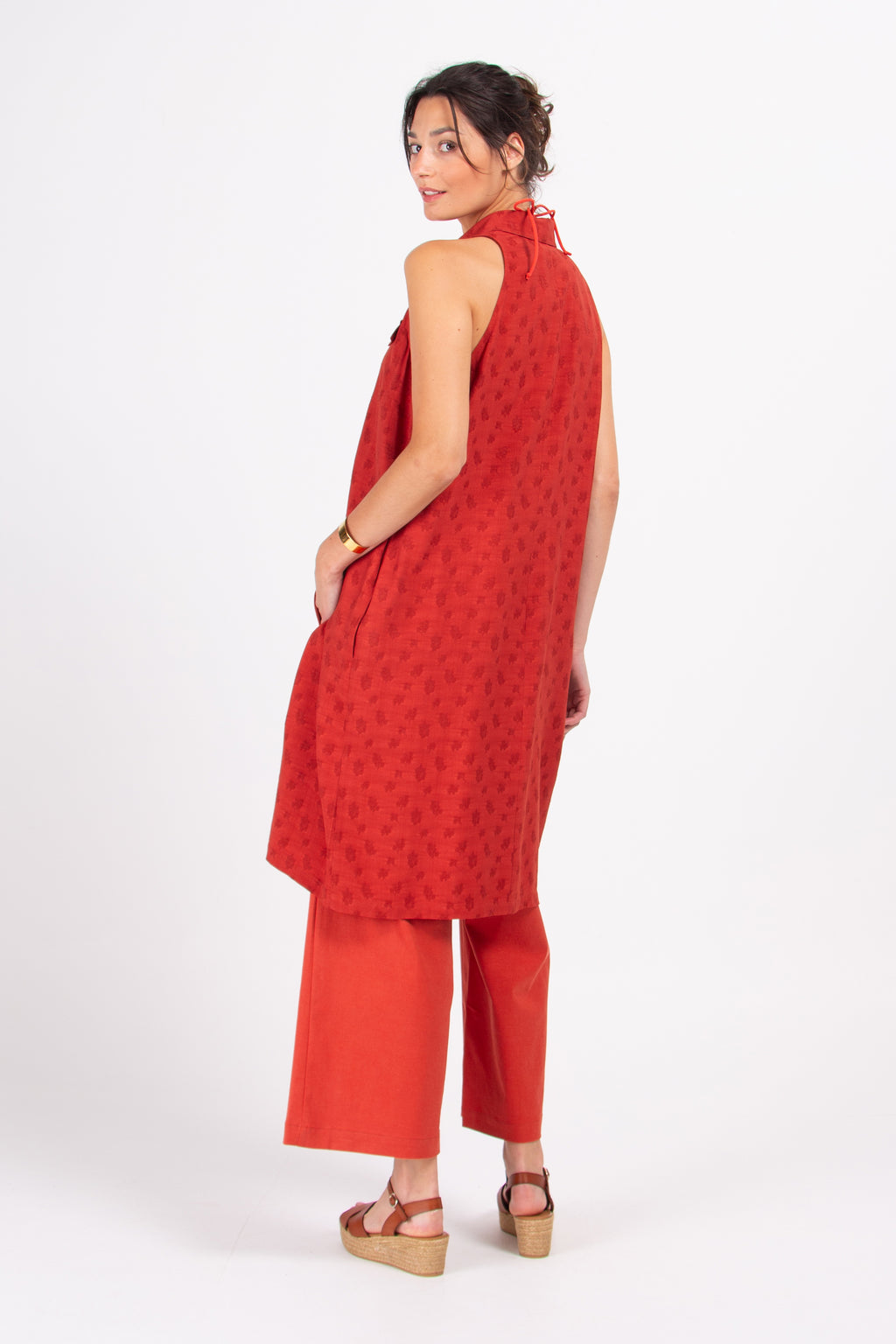 Dagmar dress in red woven berries
