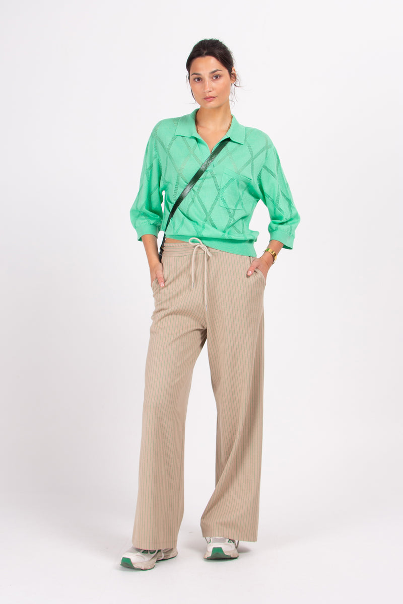 Zuka trousers with grassgreen pinstripes
