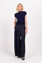 Cezar trousers in midnight wood jacquard