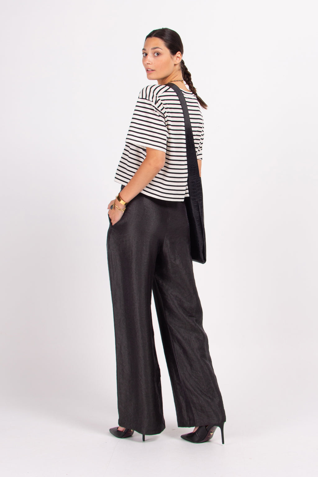 Castor trousers in shiny graphite
