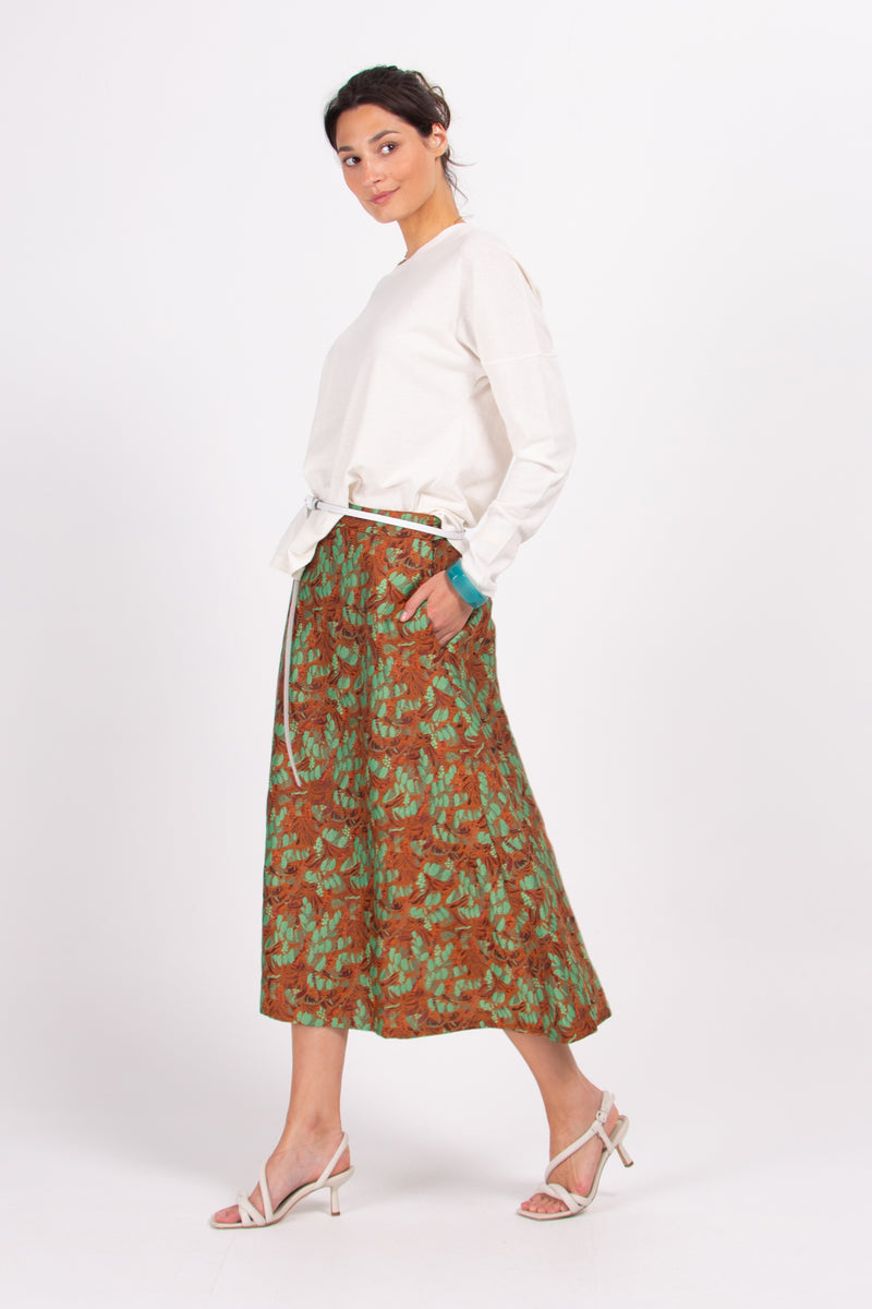 Deva skirt in copper tropical jacquard