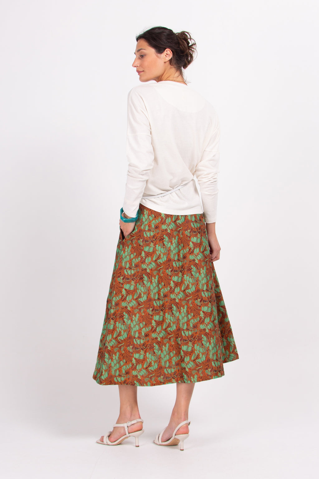 Deva skirt in copper tropical jacquard
