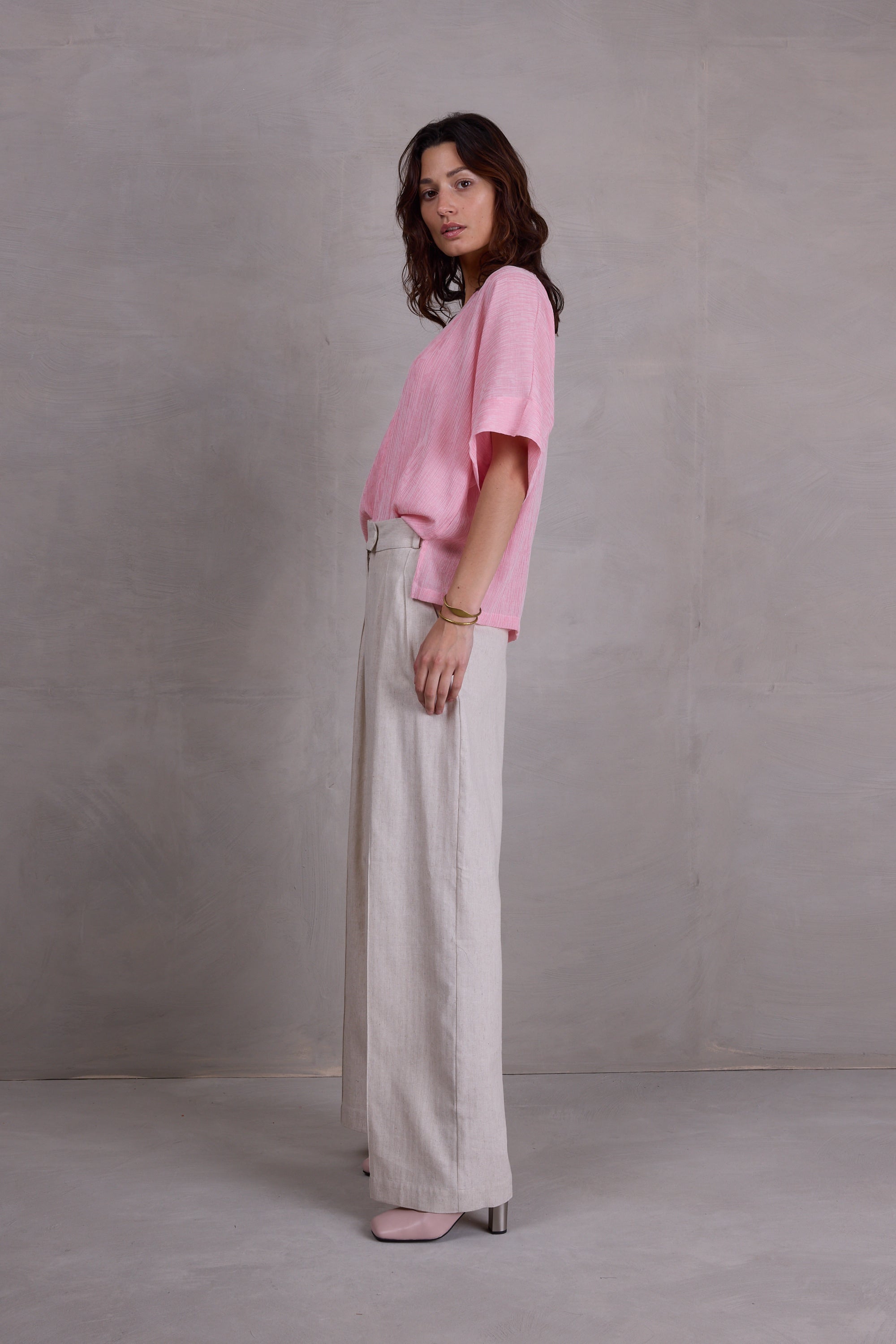 Faro flamingo pink pleated blouse