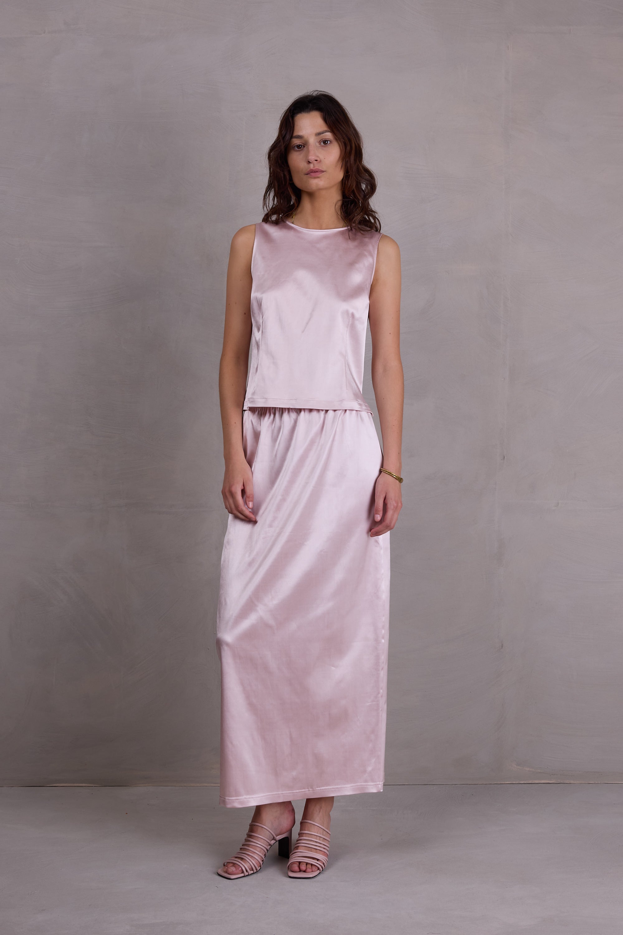 blush pink satin top