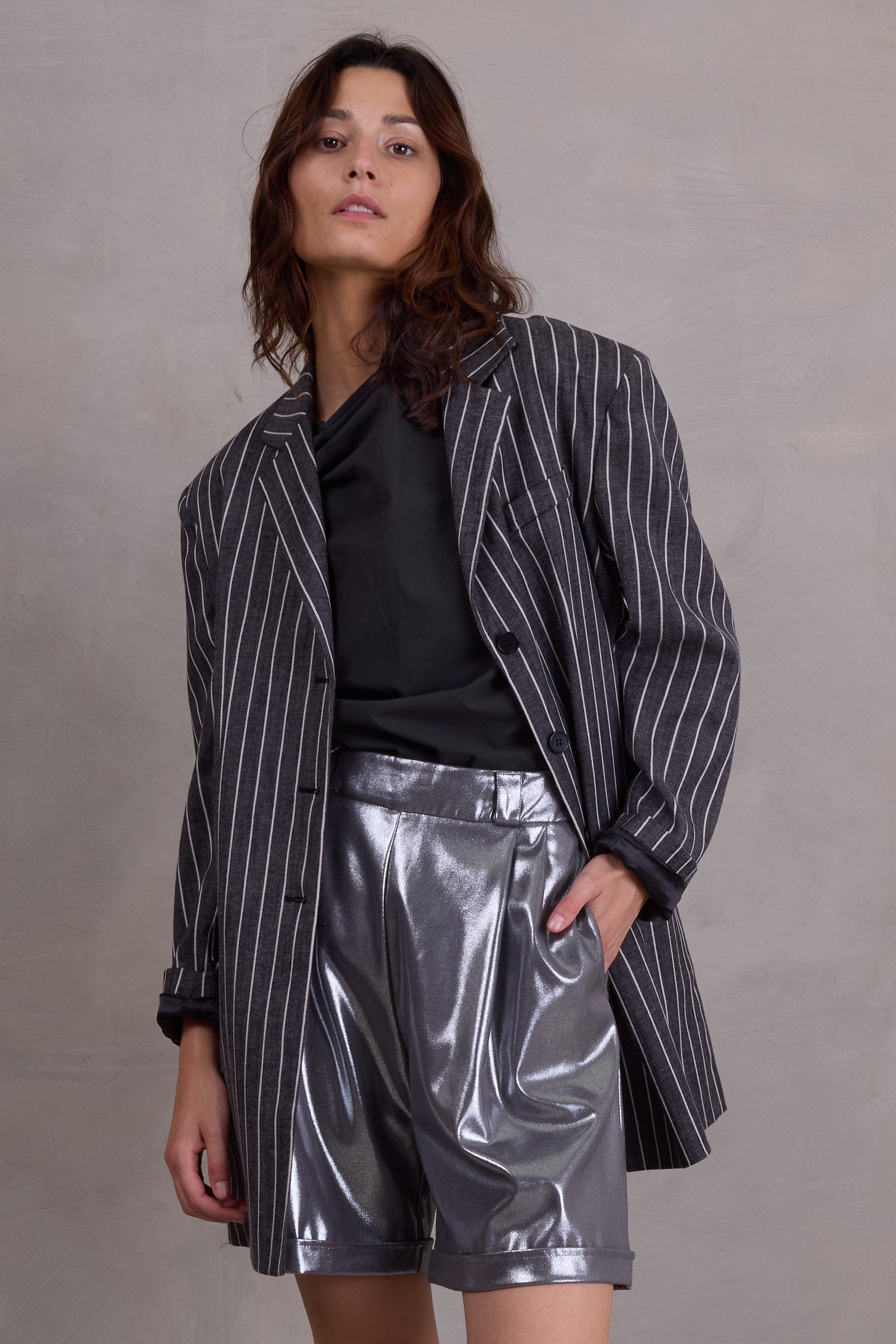 Flint vest in black stripes