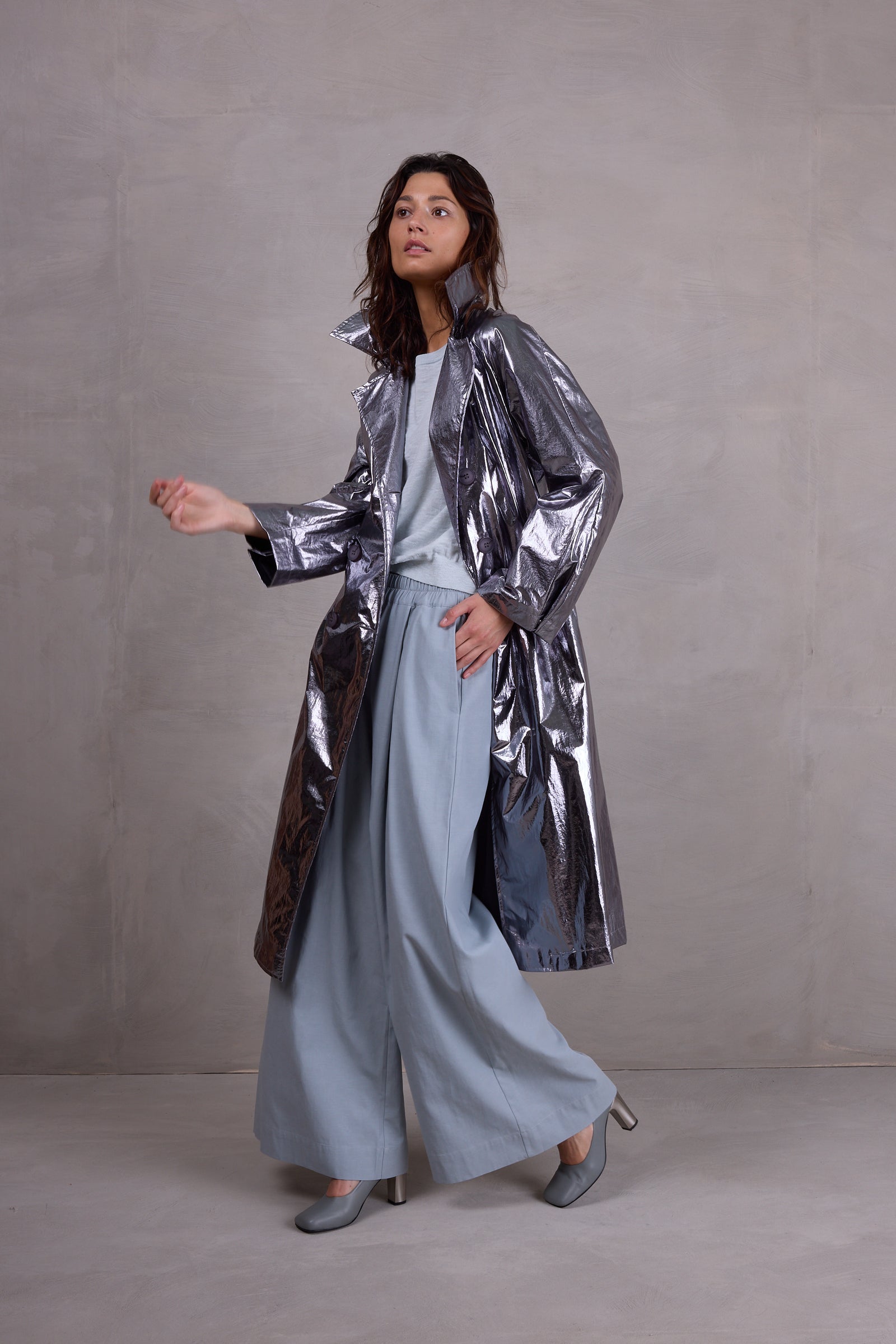 Ferdi silver trench coat