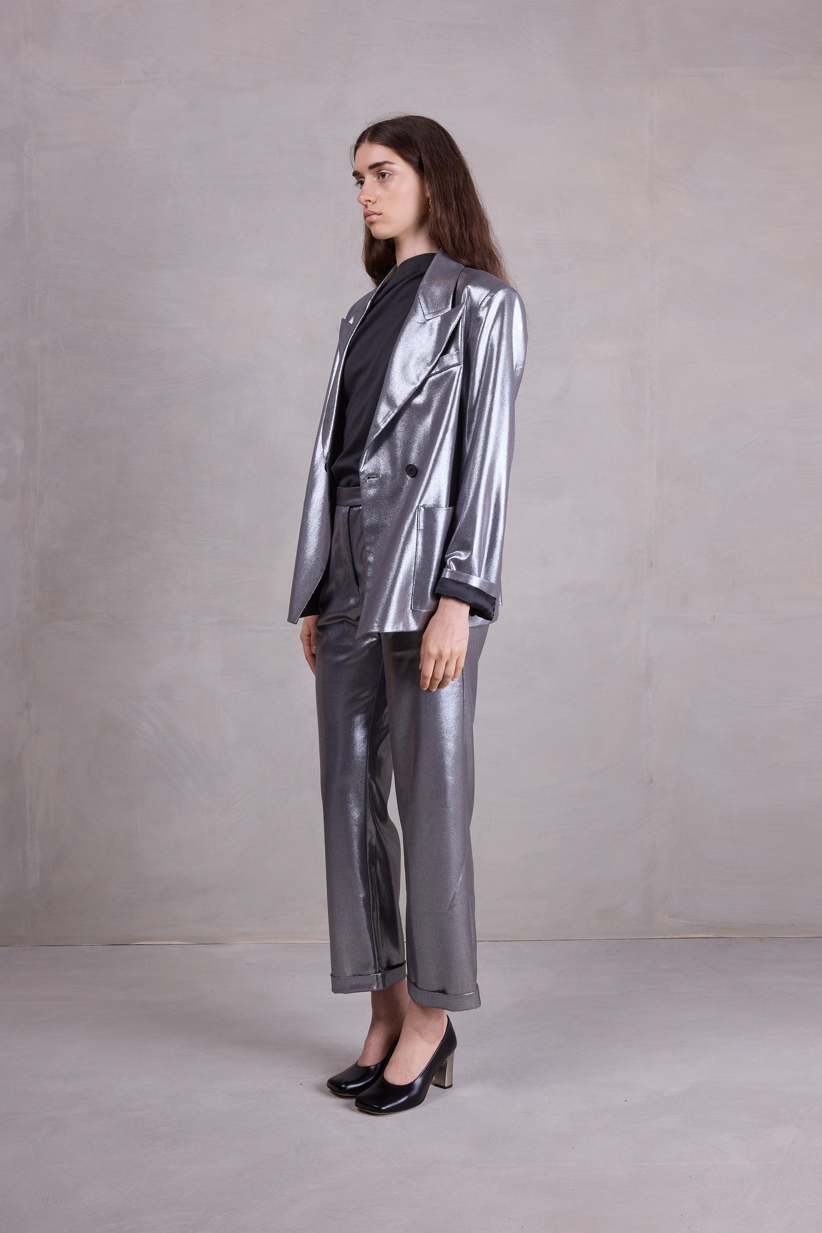 Davos Blazer aus silver disco twill