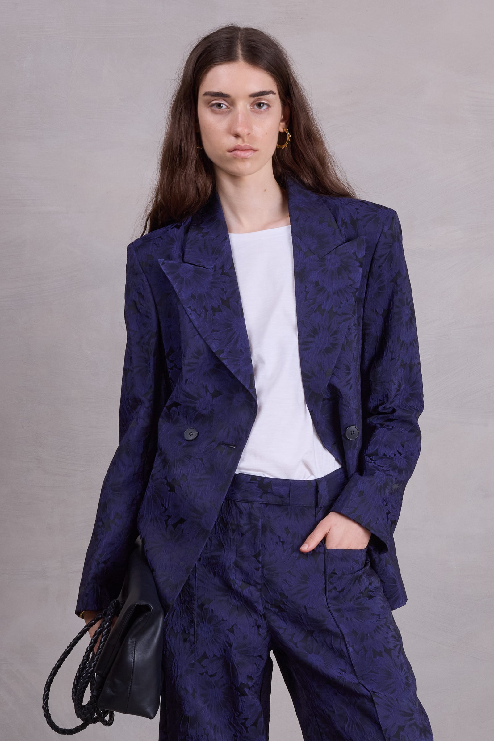 Davos blazer in night blue daisy