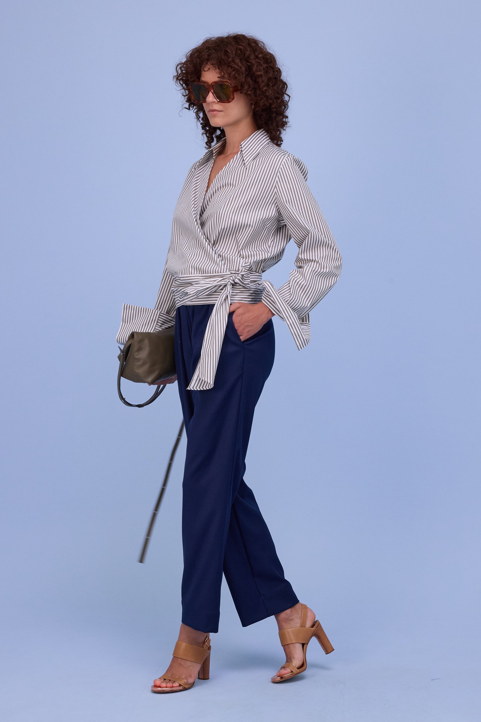 Halsey hemd in khaki stripes