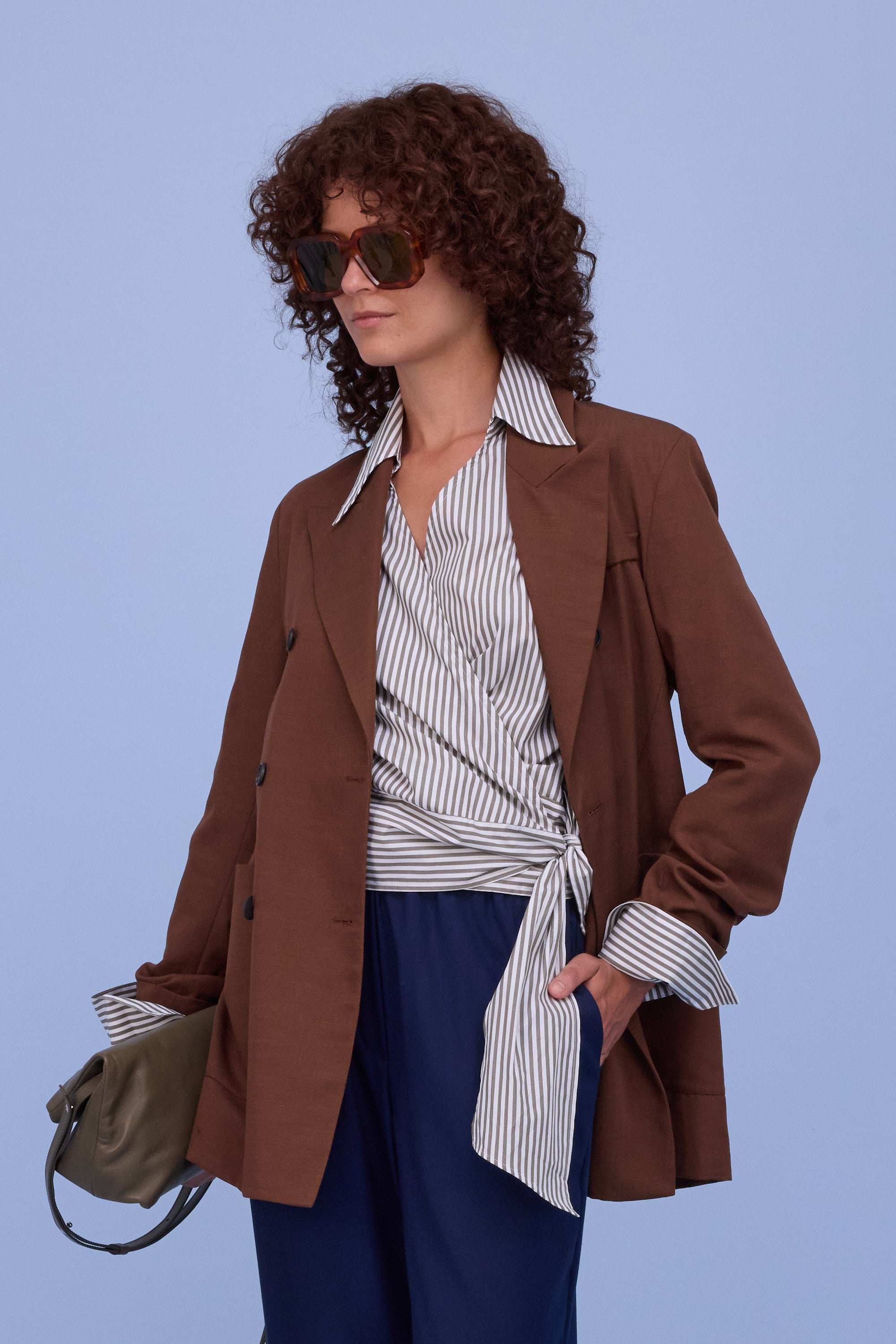 Halsey hemd in khaki stripes