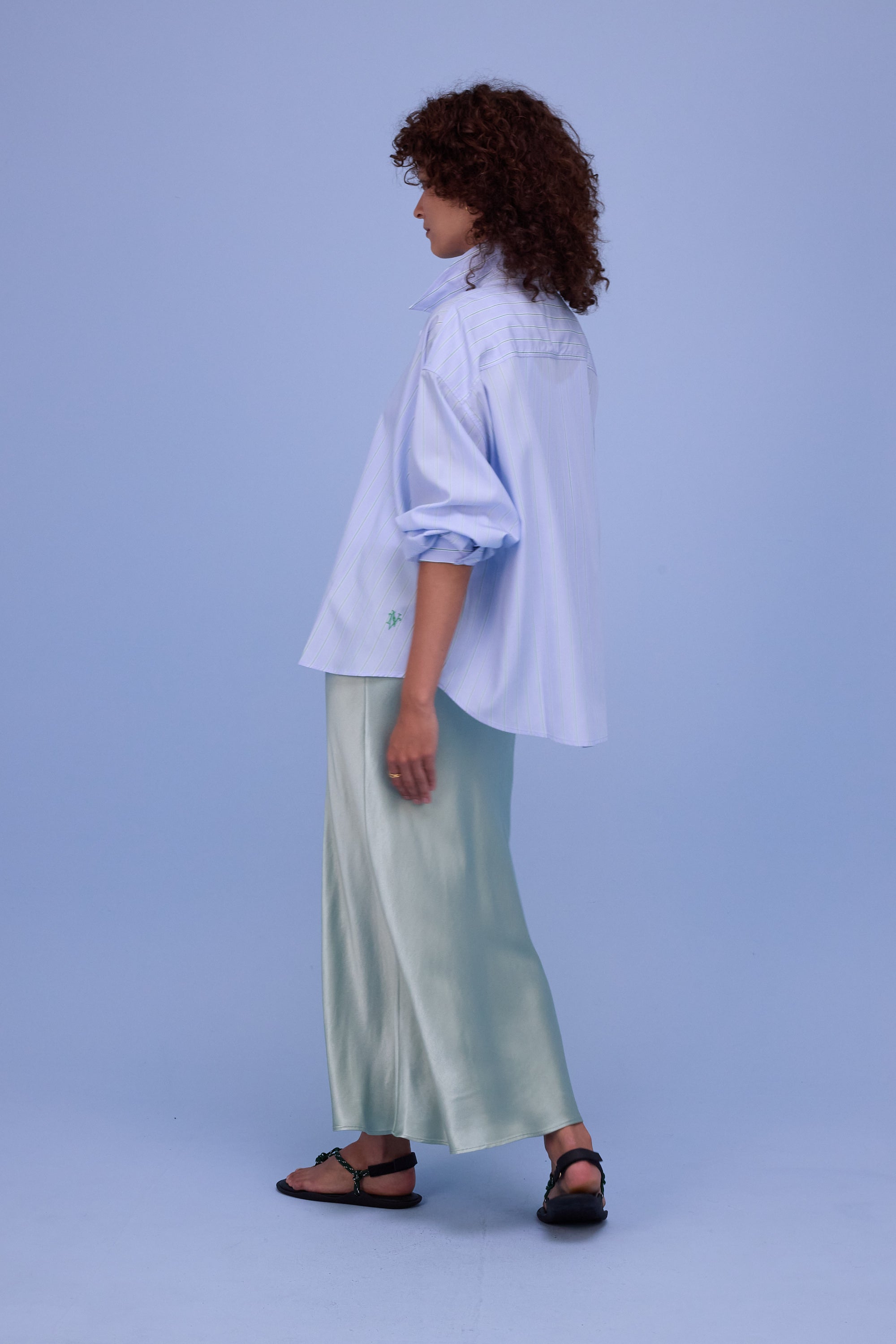 Hermine hemd in blue green stripes