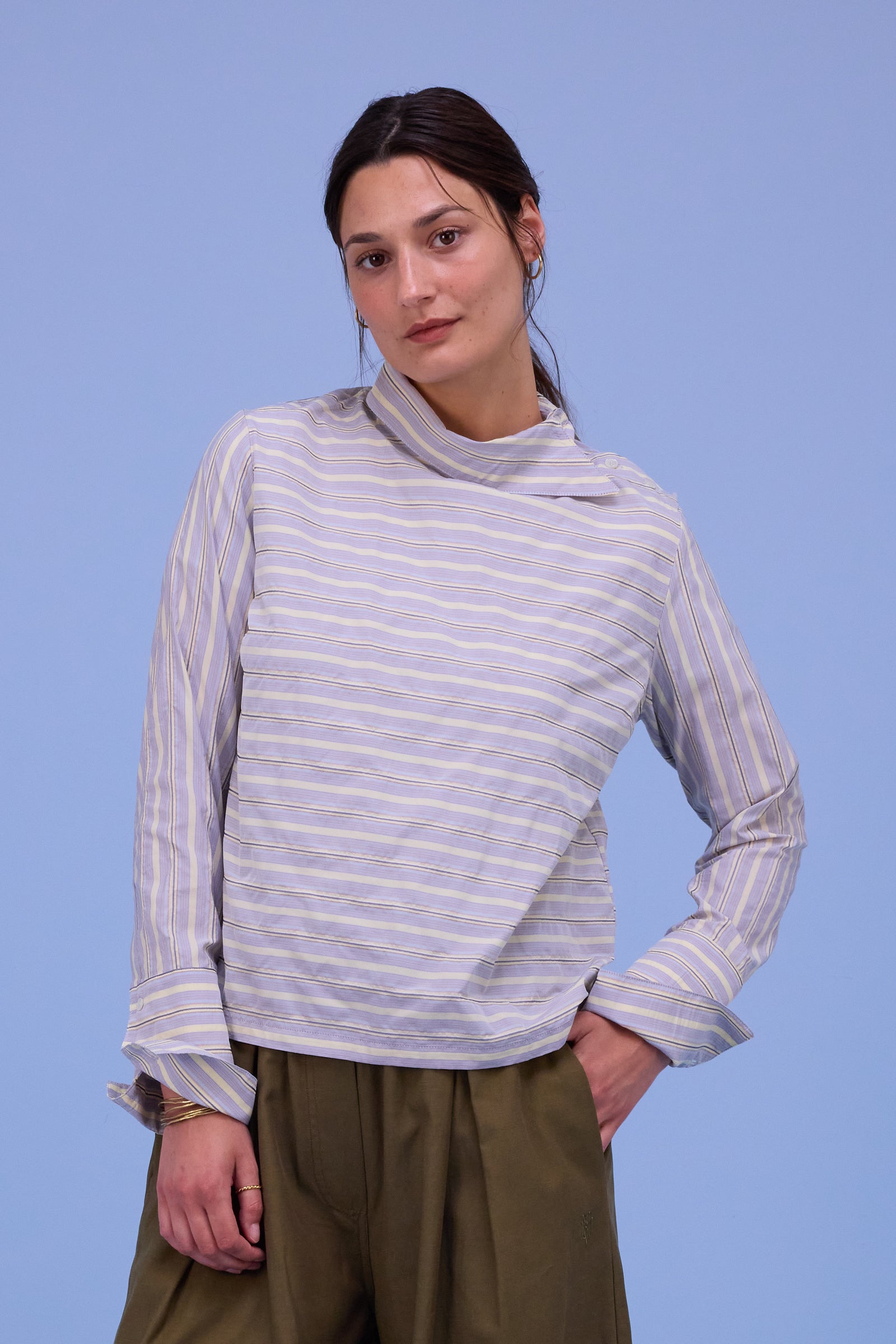 Halle blouse in tender yellow taffeta