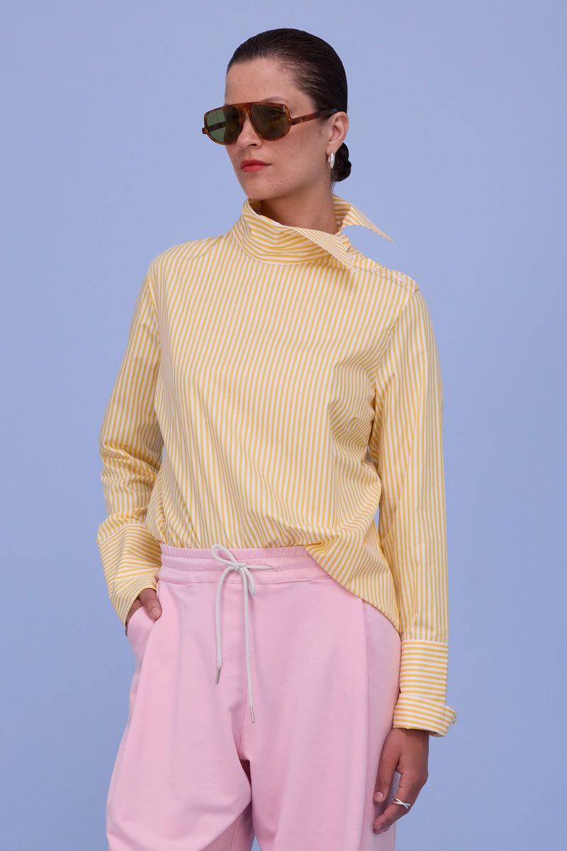 Halle blouse in yellow stripes