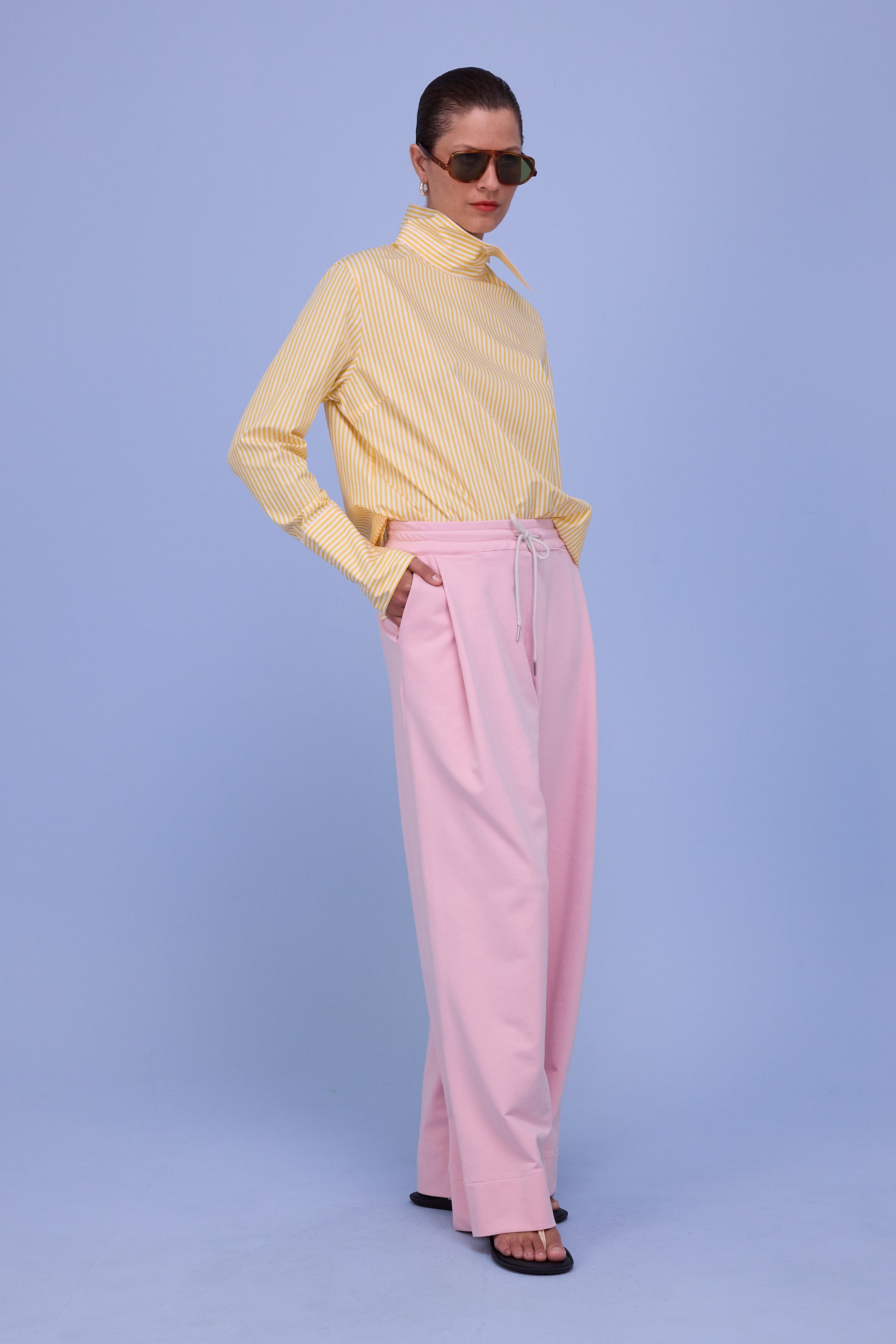 Halle blouse in yellow stripes