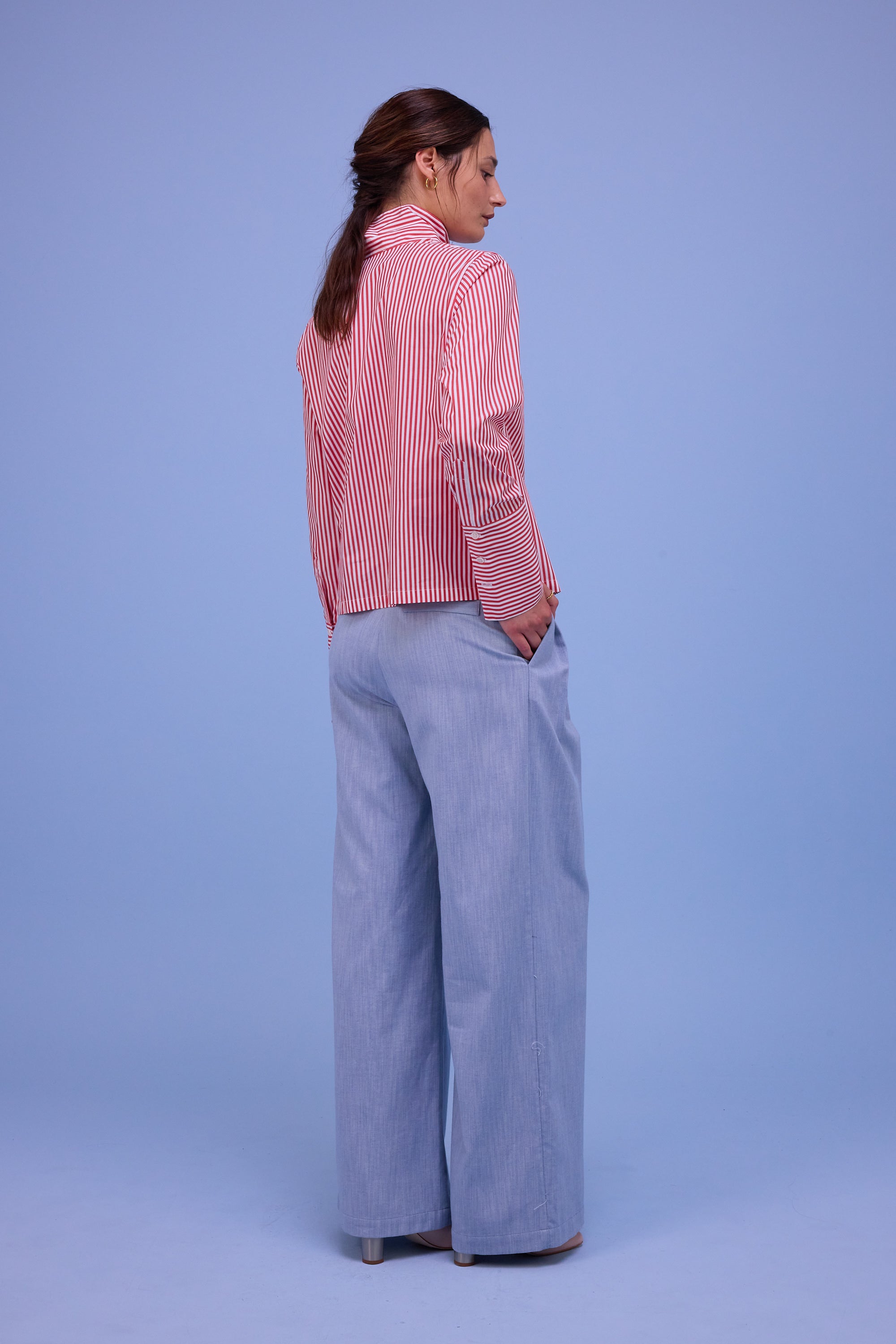 Halle blouse in red stripes