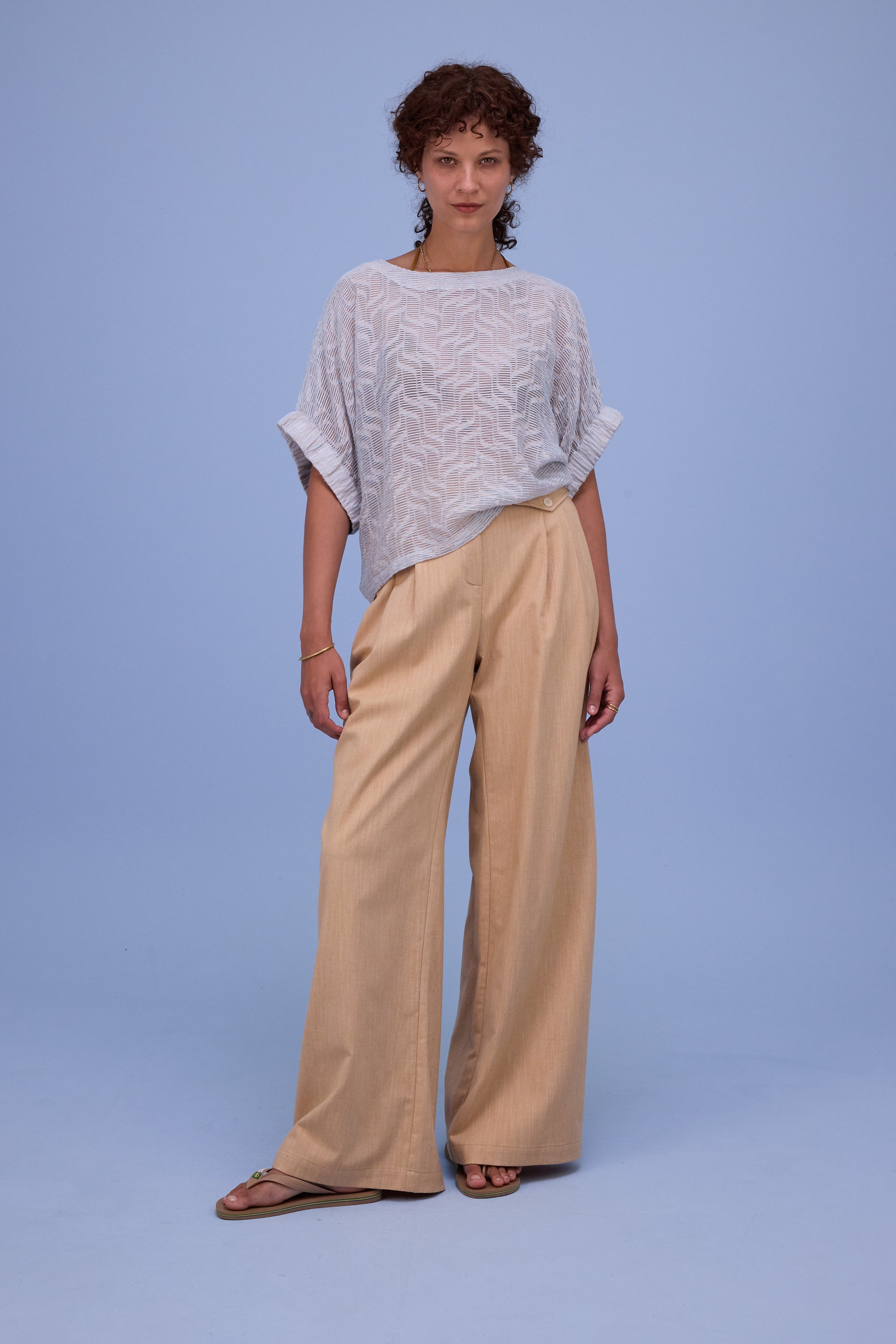 Geraldine blouse in transparent sky blue stripes