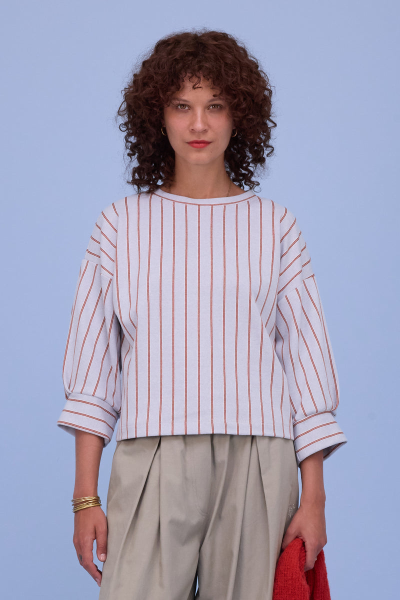 Cava sweater in sky blue red