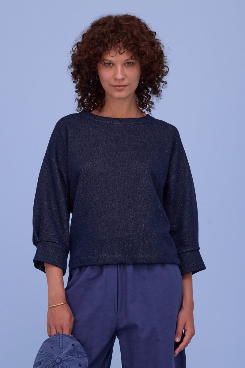 Cava sweater in night blue lurex