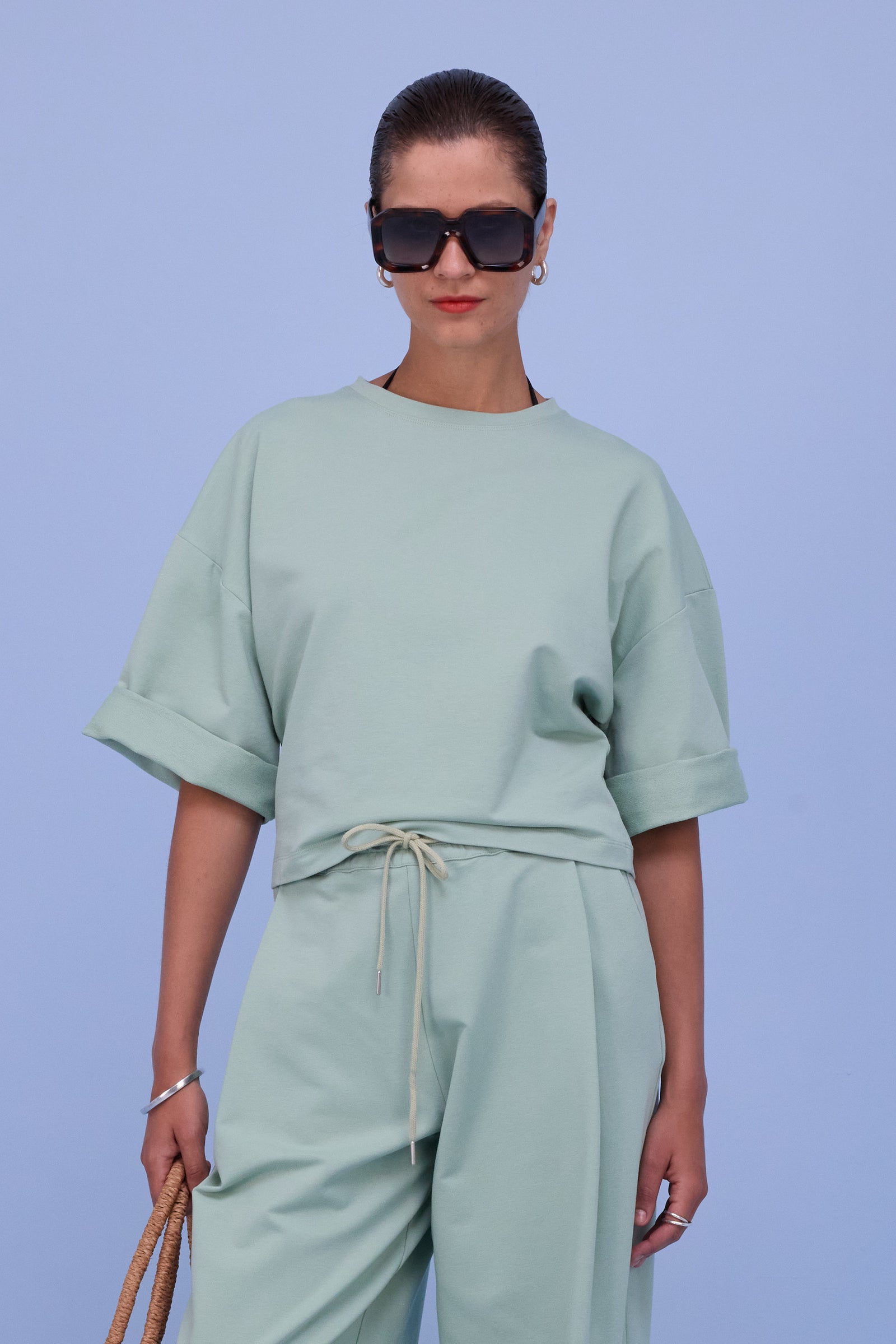 Dotty sweater in sage molton