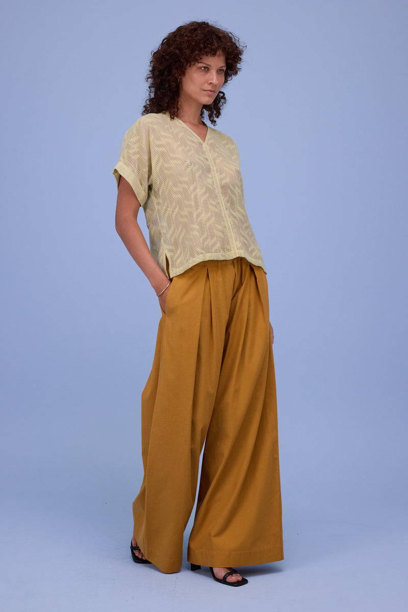 Faro blouse in transparent lime stripes