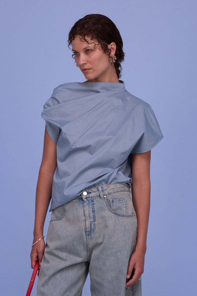 Feline top in dusk blue