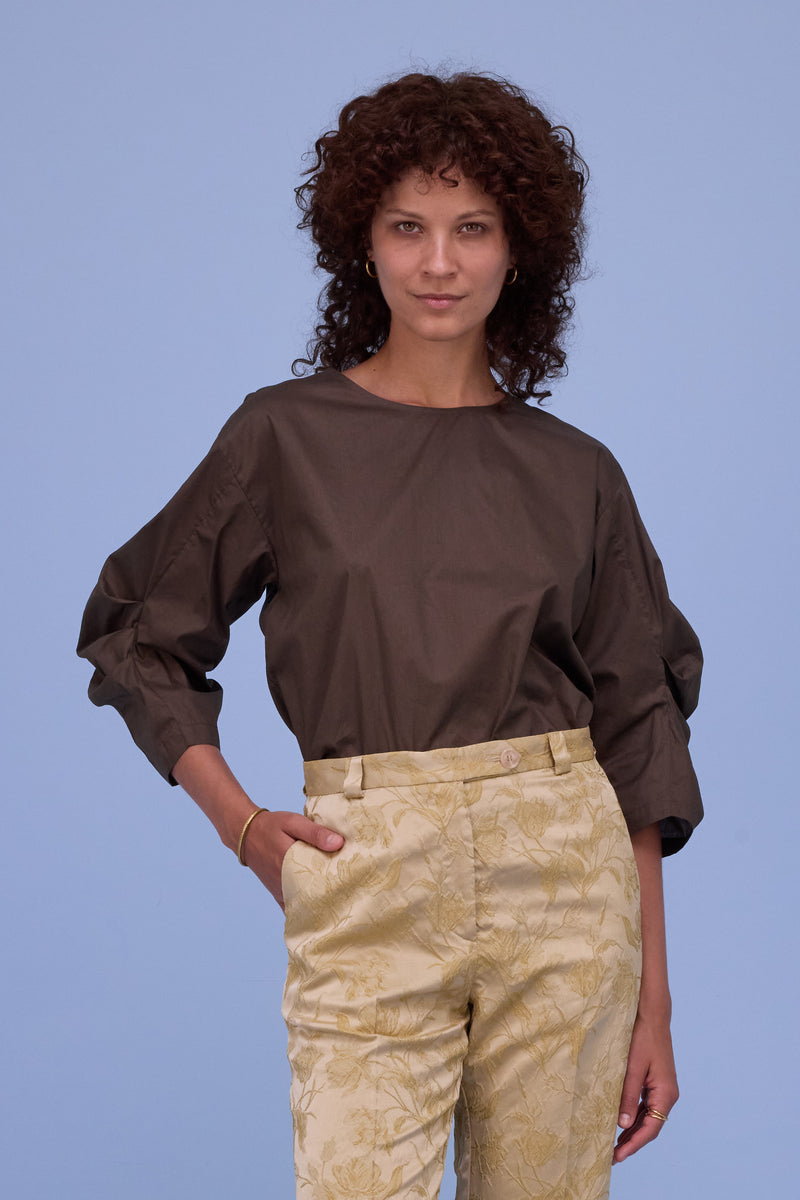 Camille blouse in dark khaki