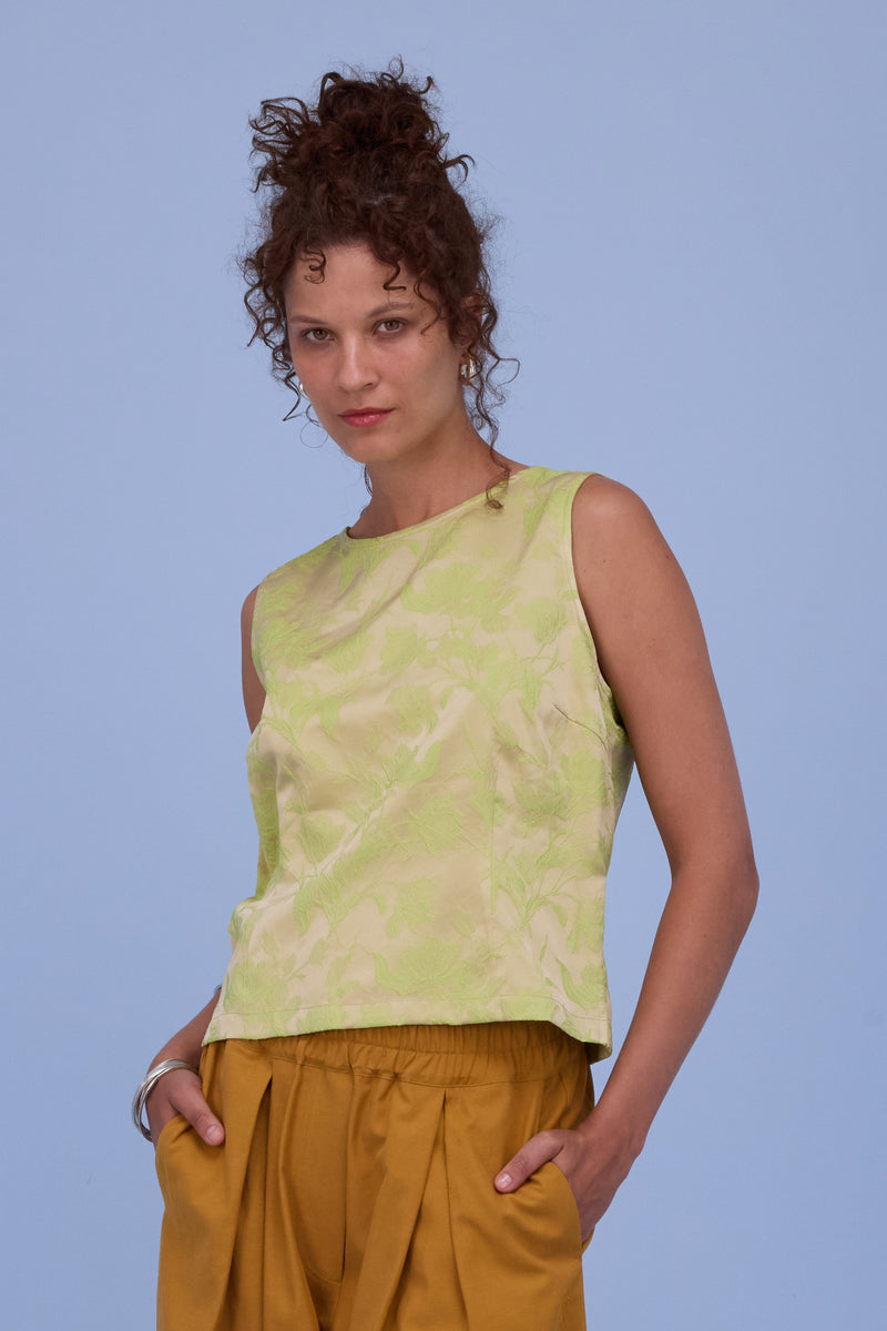 Danielle top in lime glow jacquard