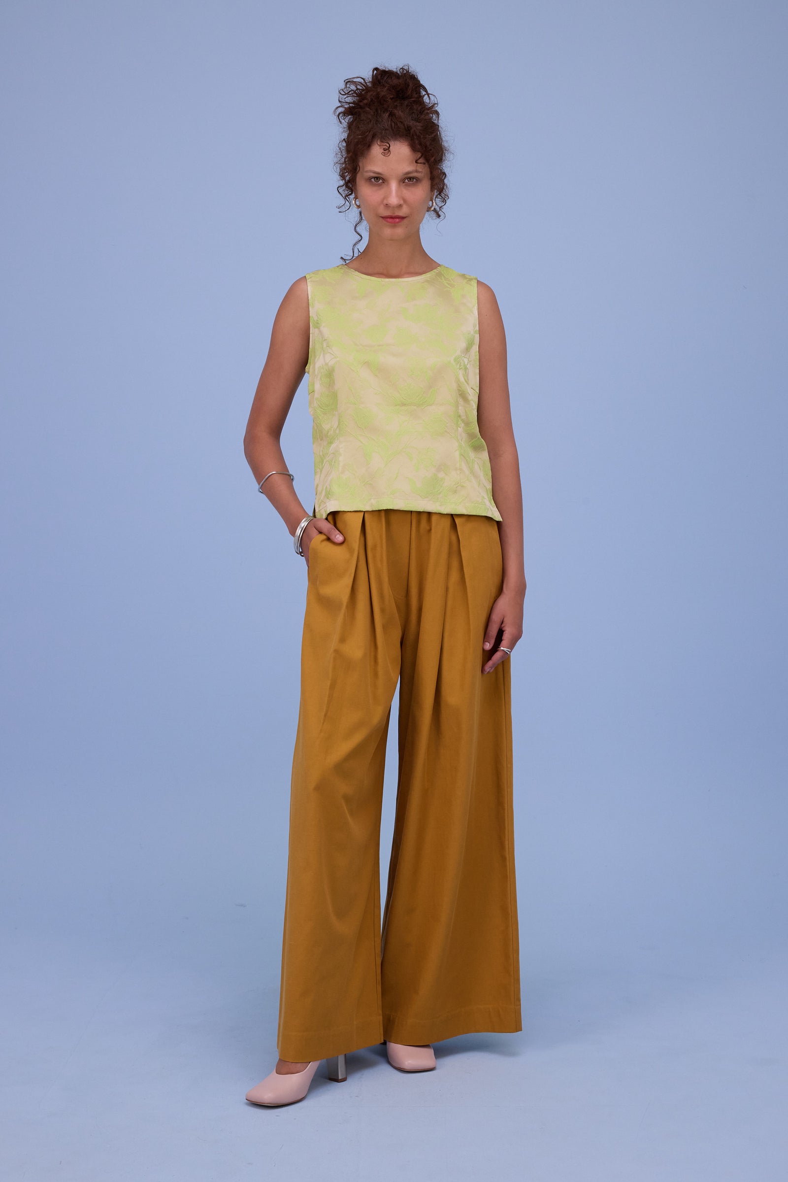 Danielle top in lime glow jacquard