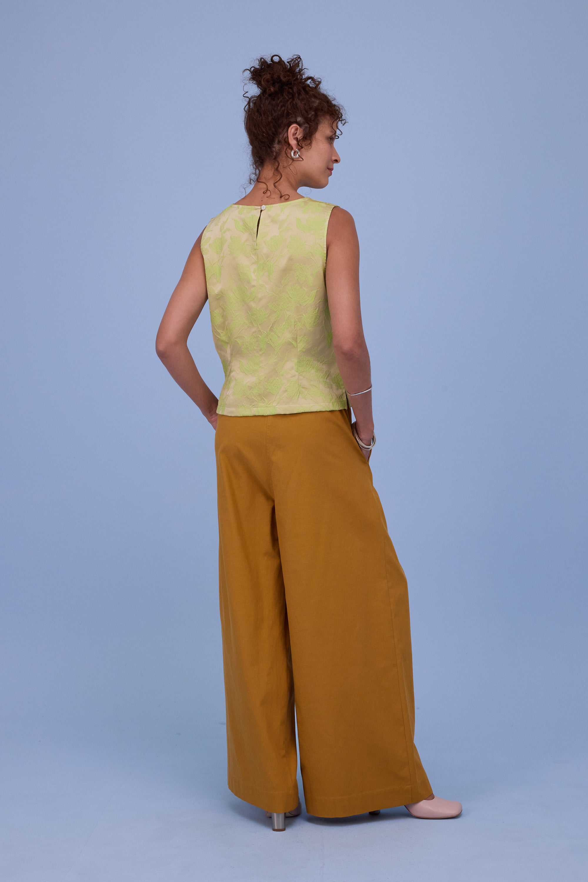Danielle top in lime glow jacquard