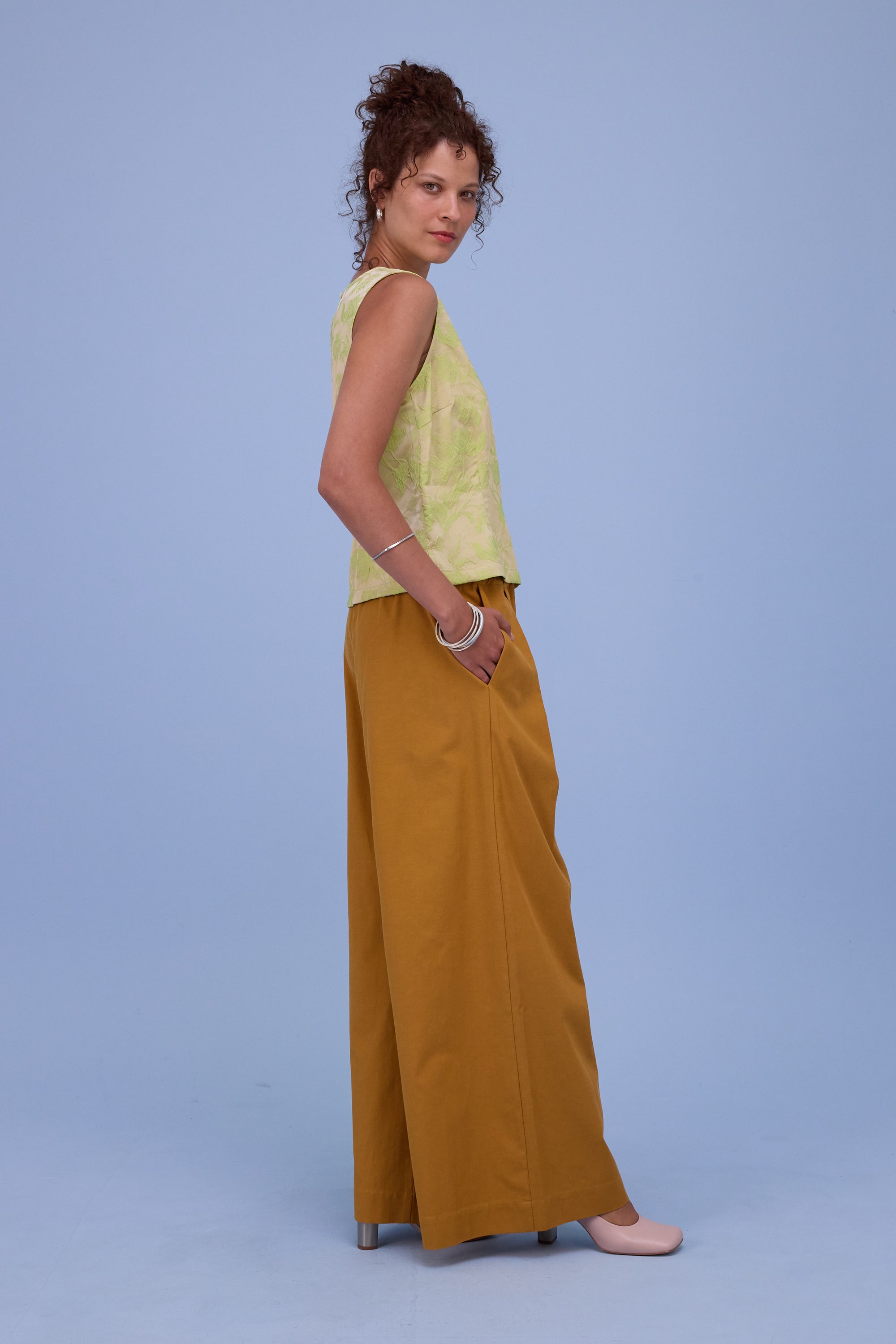 Danielle top in lime glow jacquard